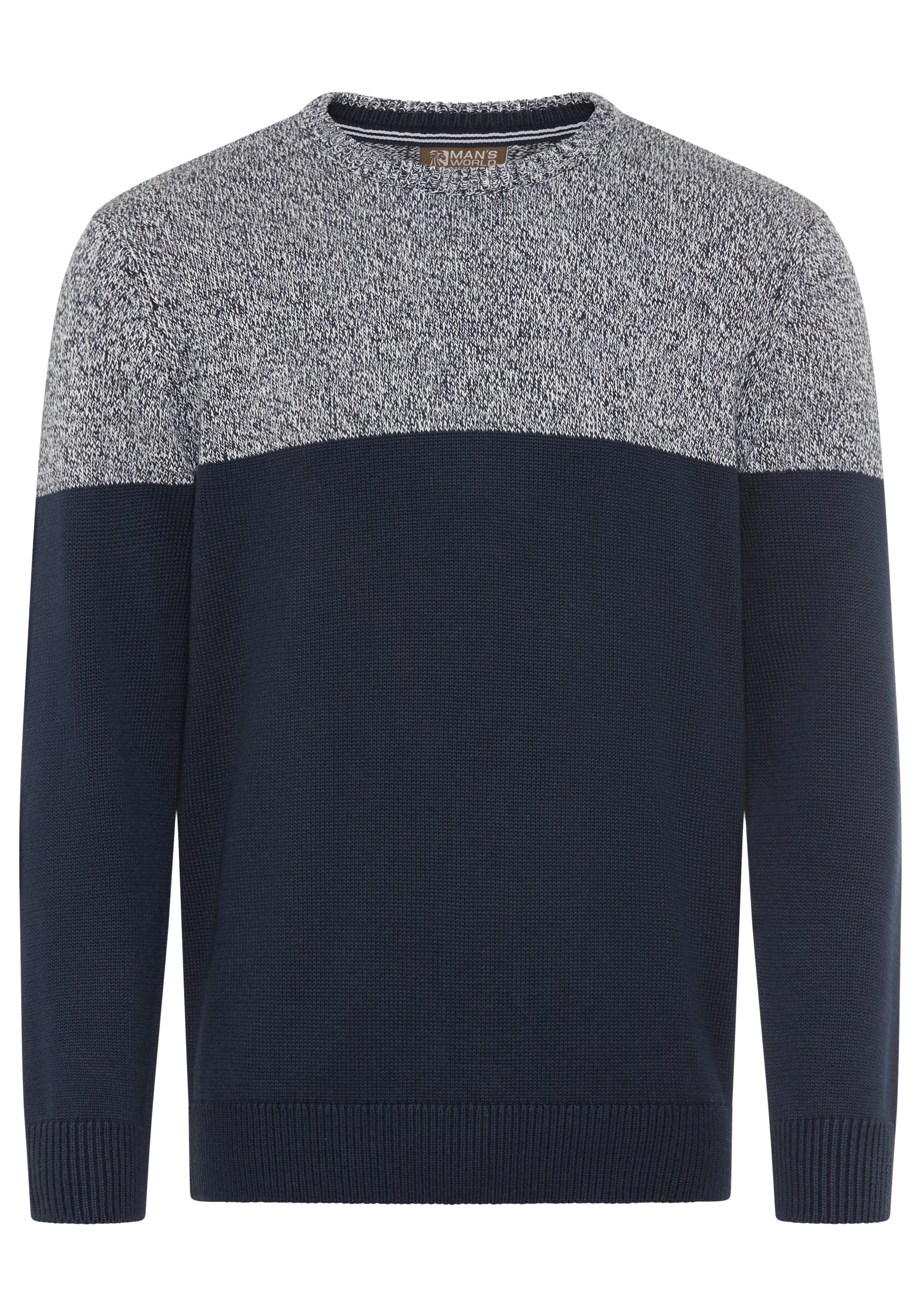 Man's World Rundhalspullover »Neue Kollektion! Highlight melierter Look« aus Strick, mit Rundhalsausschnitt, reguläre Passform, mit Langarm
