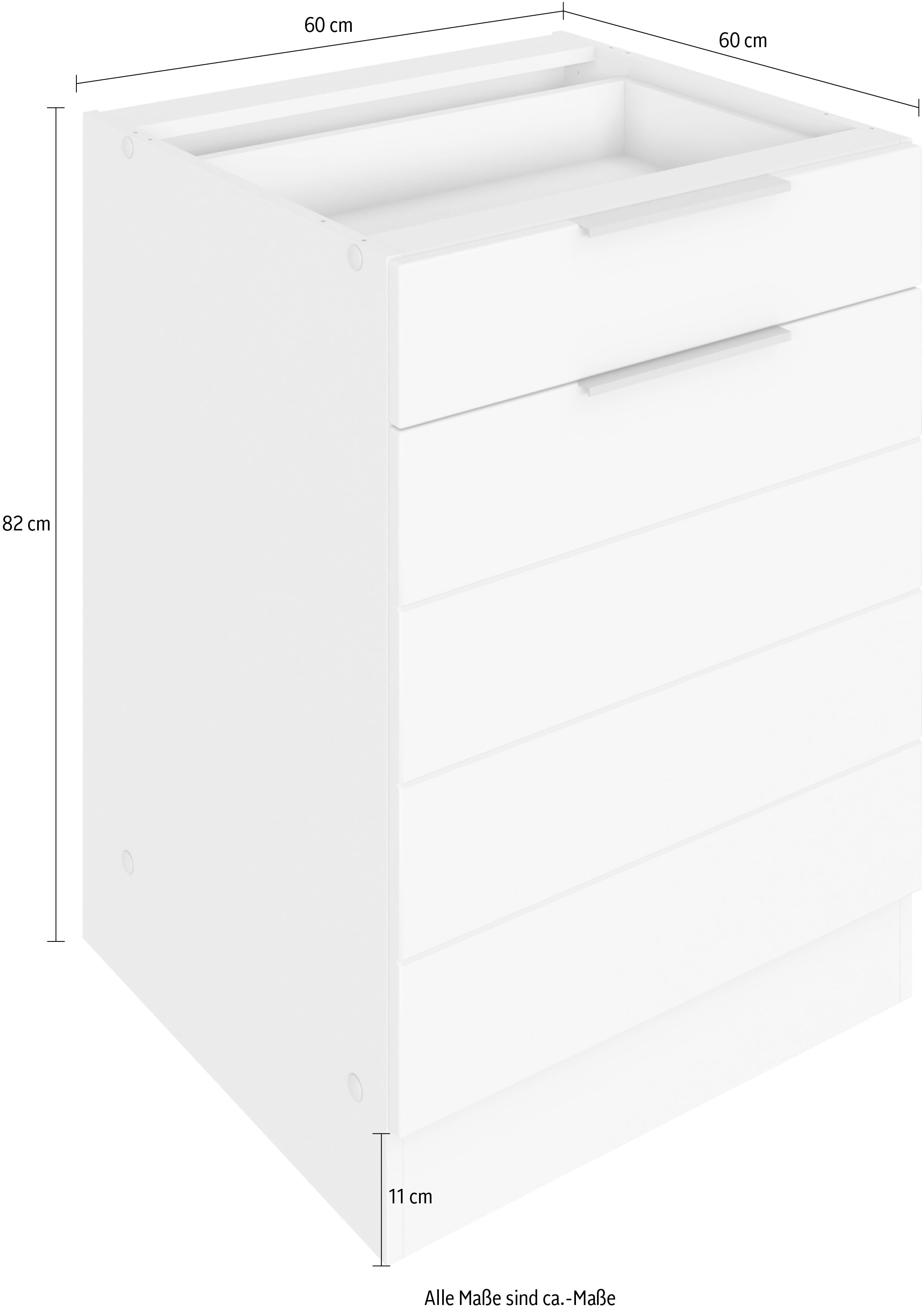 KOCHSTATION Unterschrank »KS-Luhe« 60 cm breit, hochwertige MDF-Fronten mit waagerechter Lisene