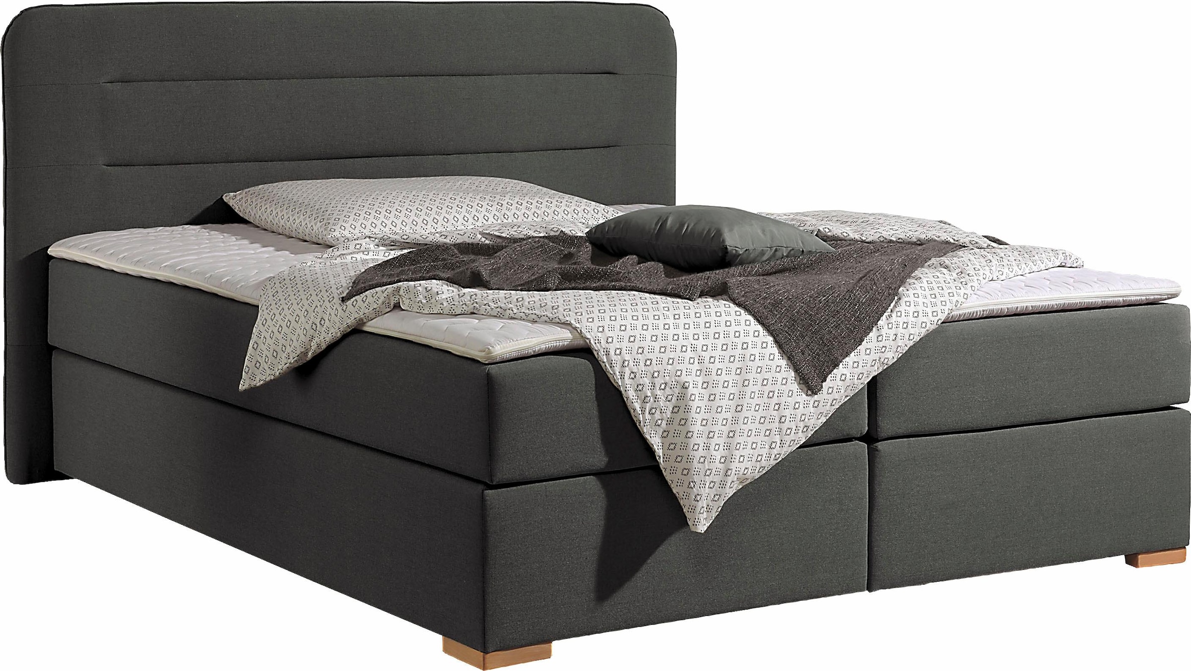 Home affaire Lit boxspring »Manchester« 5 largeurs, 3 versions, 2 degrés de fermeté, surmatelas, piqûre