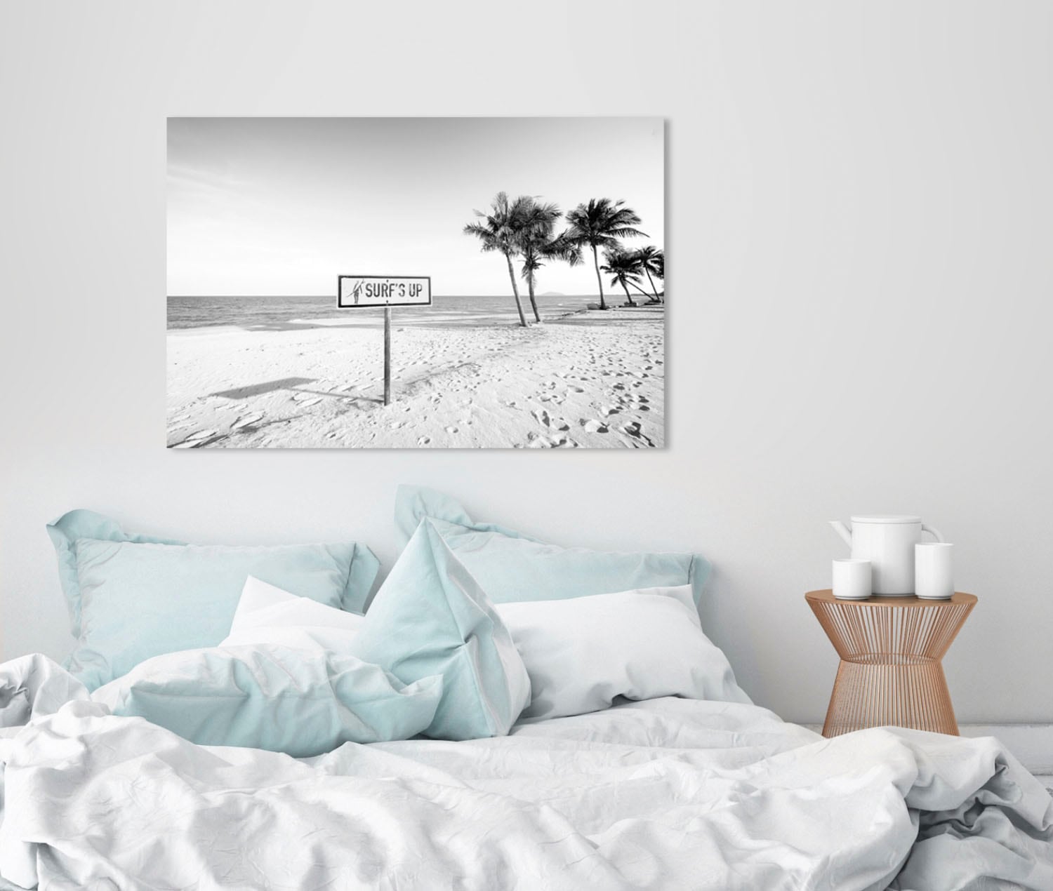 queence Acrylglasbild »Surf's up Strand« Meer | Meer Bilder | Palmen | Schwarz-Weiss | Strand | Strandbilder Fine Art-Print in Galeriequalität