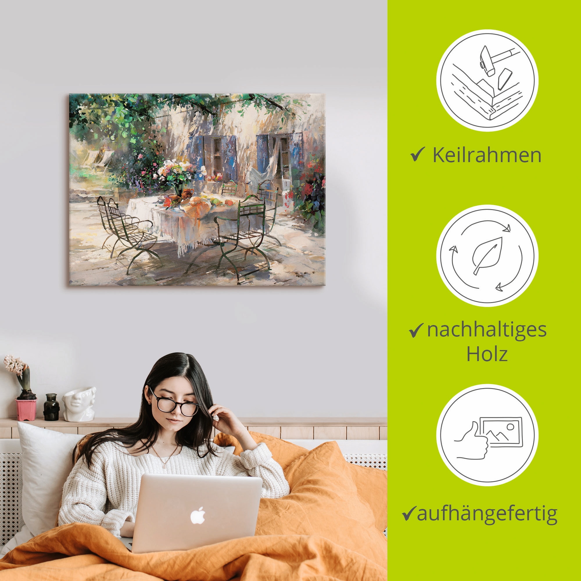 Artland Tableau sur toile »Schatten Garten« 1 cuis tlg. auf Holzrahmen gespannt