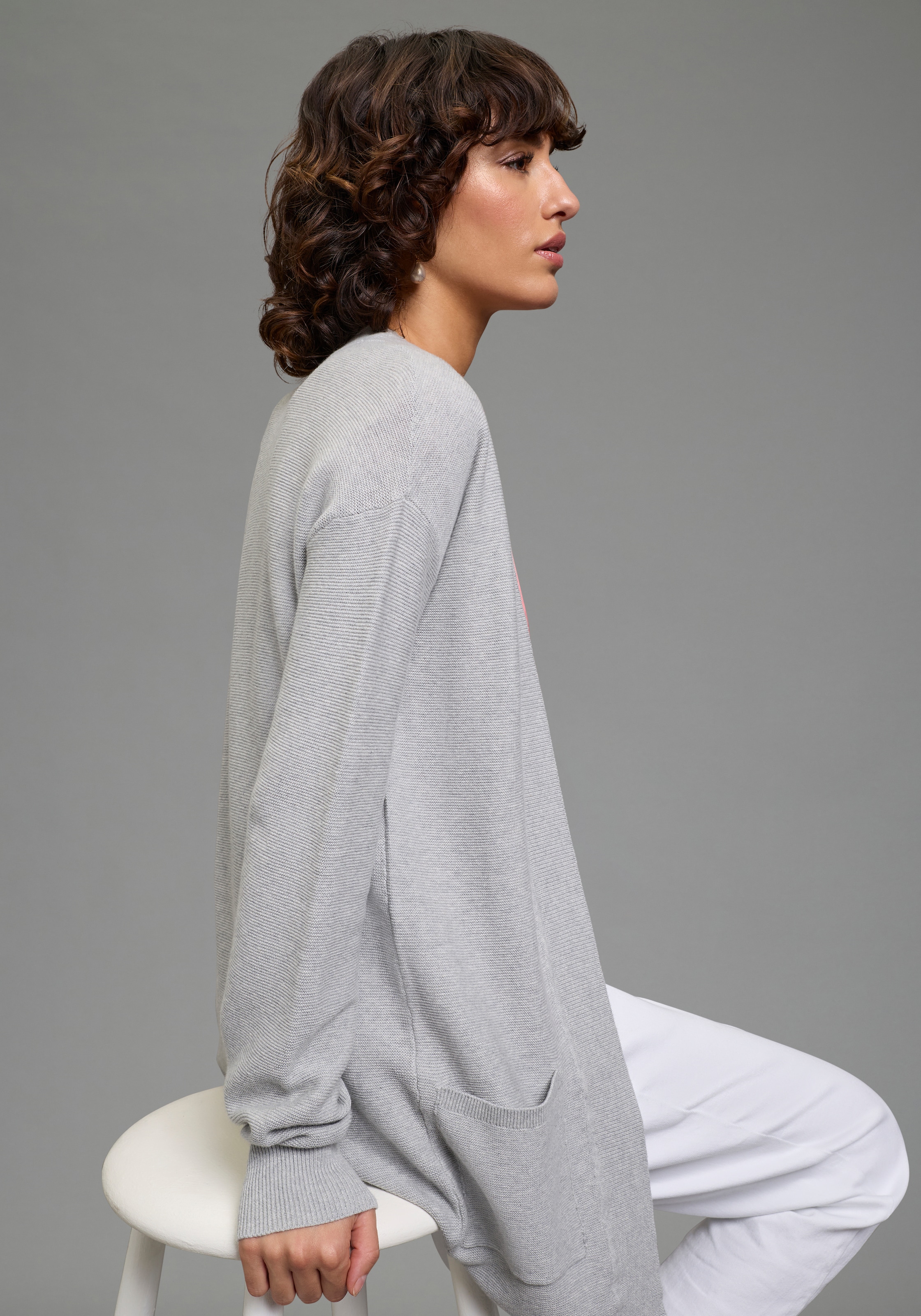 Laura Scott Veste en tricot Feinstrick - perfekt für den Übergang im Ottoman Ripp mit Taschen