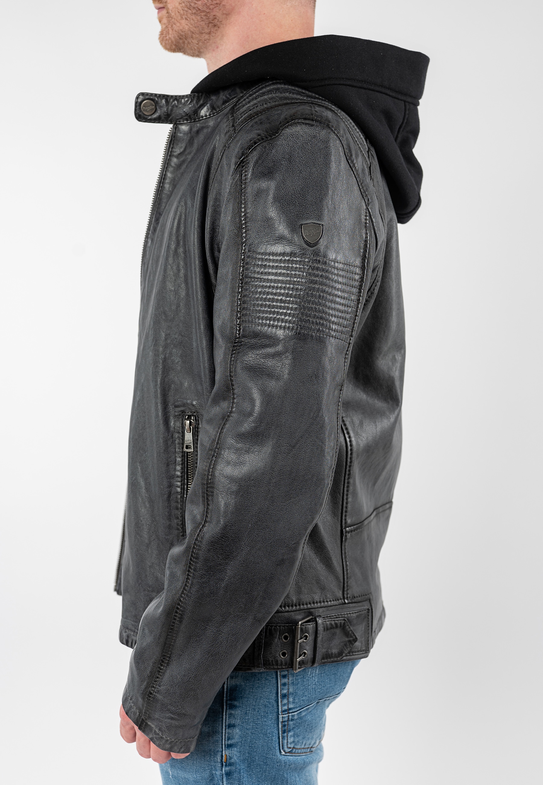 Mauritius Veste en cuir »MMHiran« mit Kapuze mit abnehmbarer Kapuze, Slim Fit