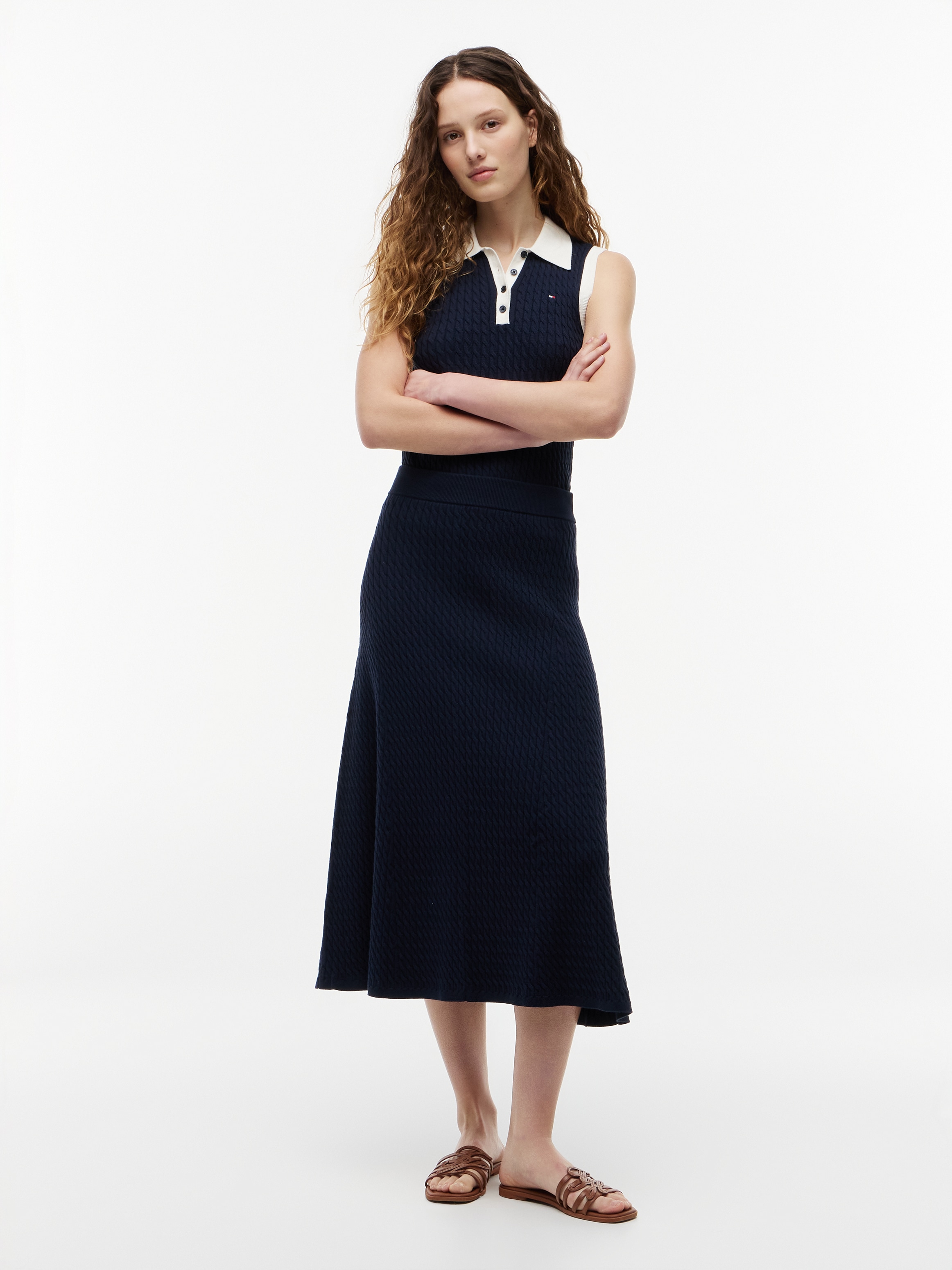 Tommy Hilfiger Jupe en tricot »CO CABLE FINE GG F&F SKIRT« Baumwollmischung, Zopfstrick