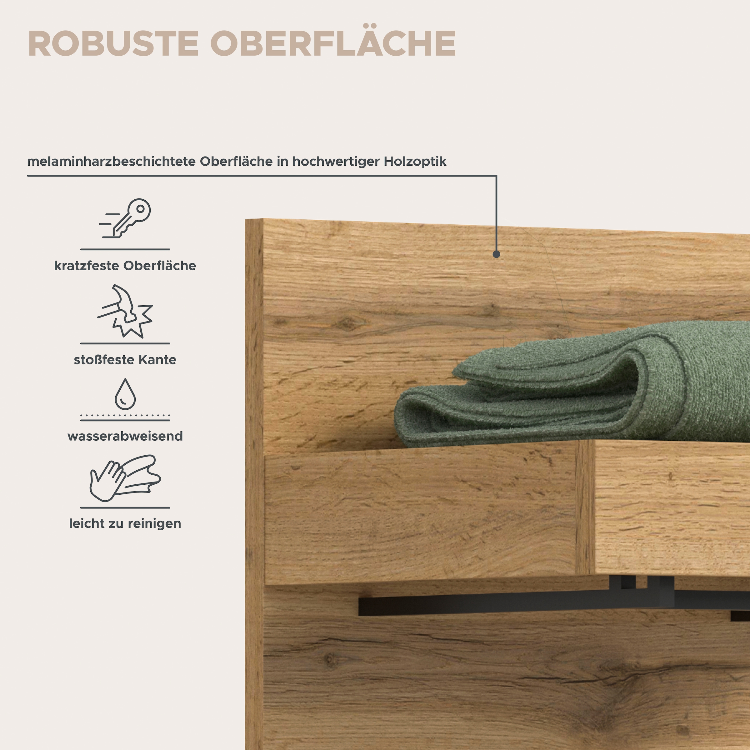 GOODproduct Garderobenpaneel »MAMBO, Höhe 150cm, 3 Haken, Ablageboden, Garderobenstange« individuell mit weiteren Artikeln der Serie MAMBO kombinierbar, 1 Stk. tlg. Paneel, Garderobe, Flur, Diele, Hakenleiste