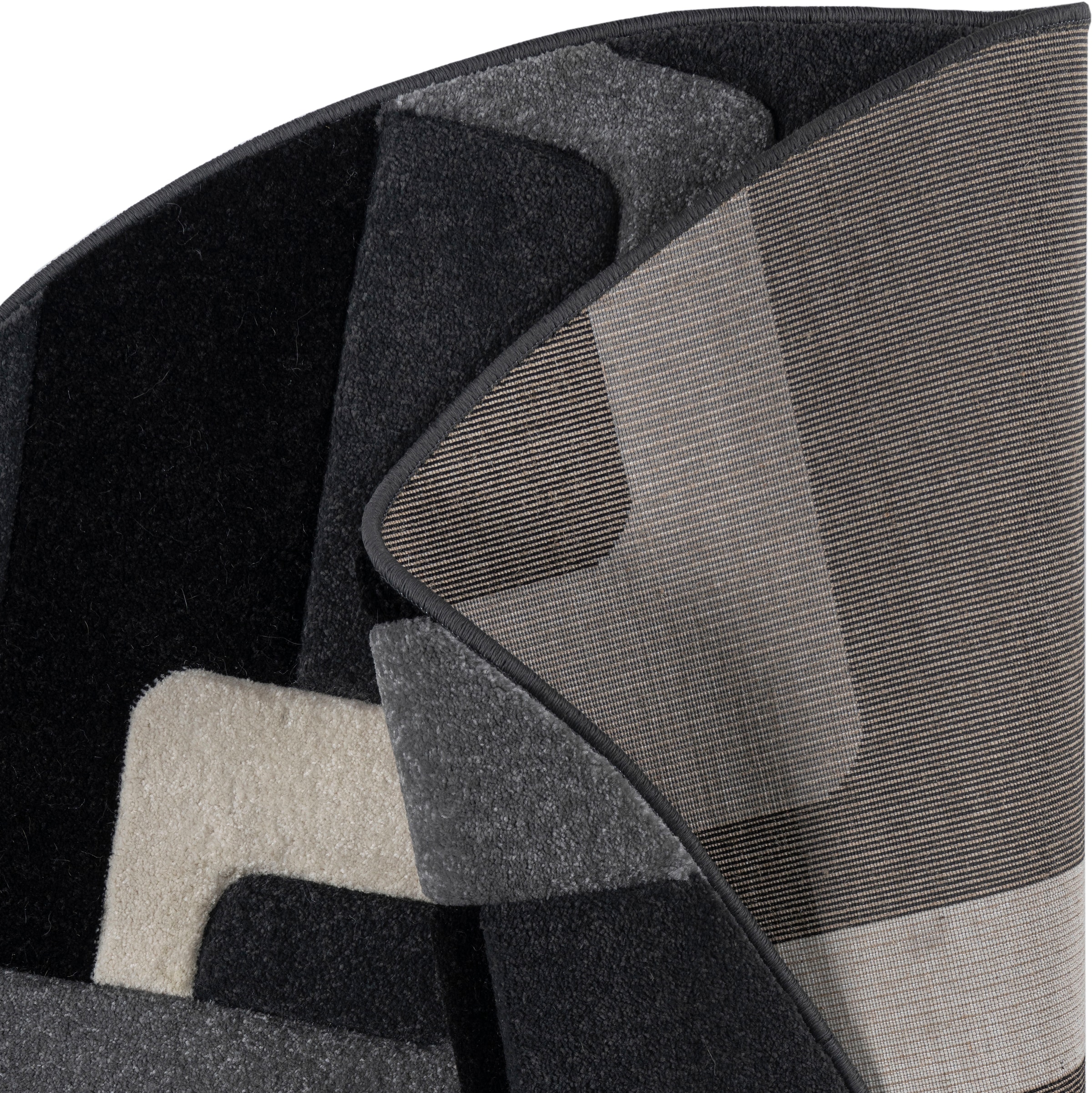 my home Teppich »Maxim, 140 Ø« rund 12 mm Höhe Hoch-Tief-Effekt, Kurzflor, 3D-Design