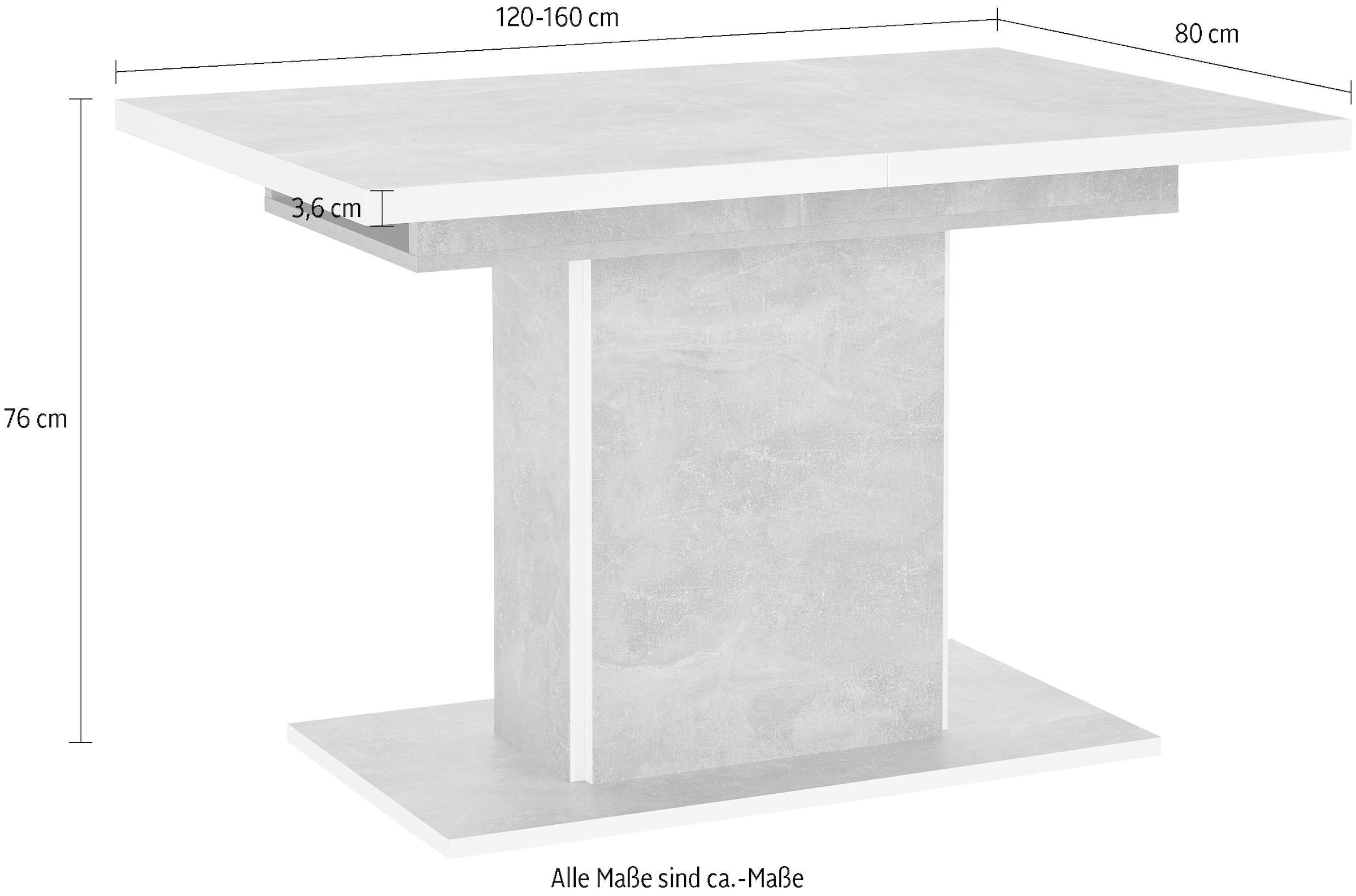 HELA Table de salle à manger »Alice« ausziehbar, Breite 120-160 cm