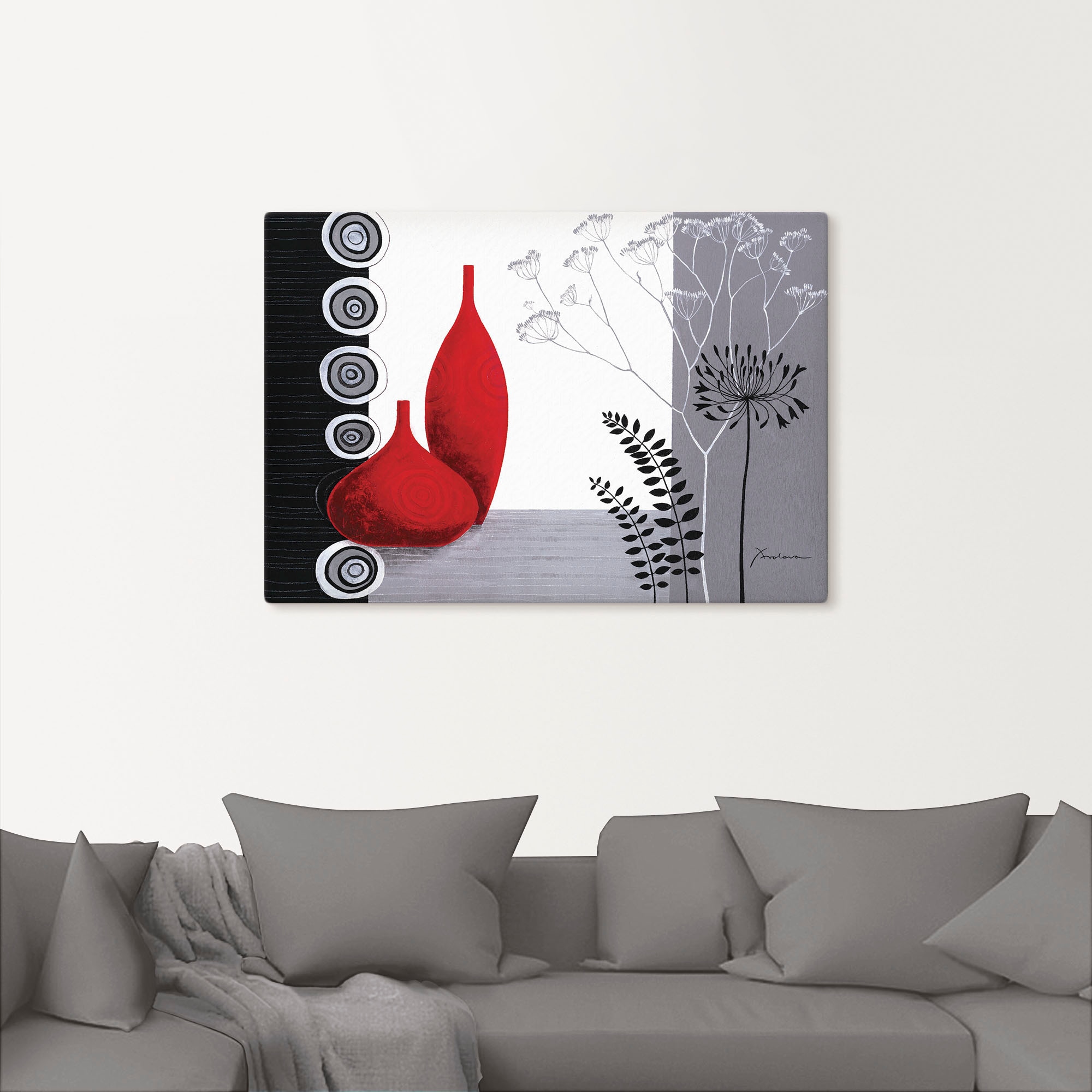 Artland Tableau sur toile »Rote Vasen« 1 cuis tlg. auf Holzrahmen gespannt