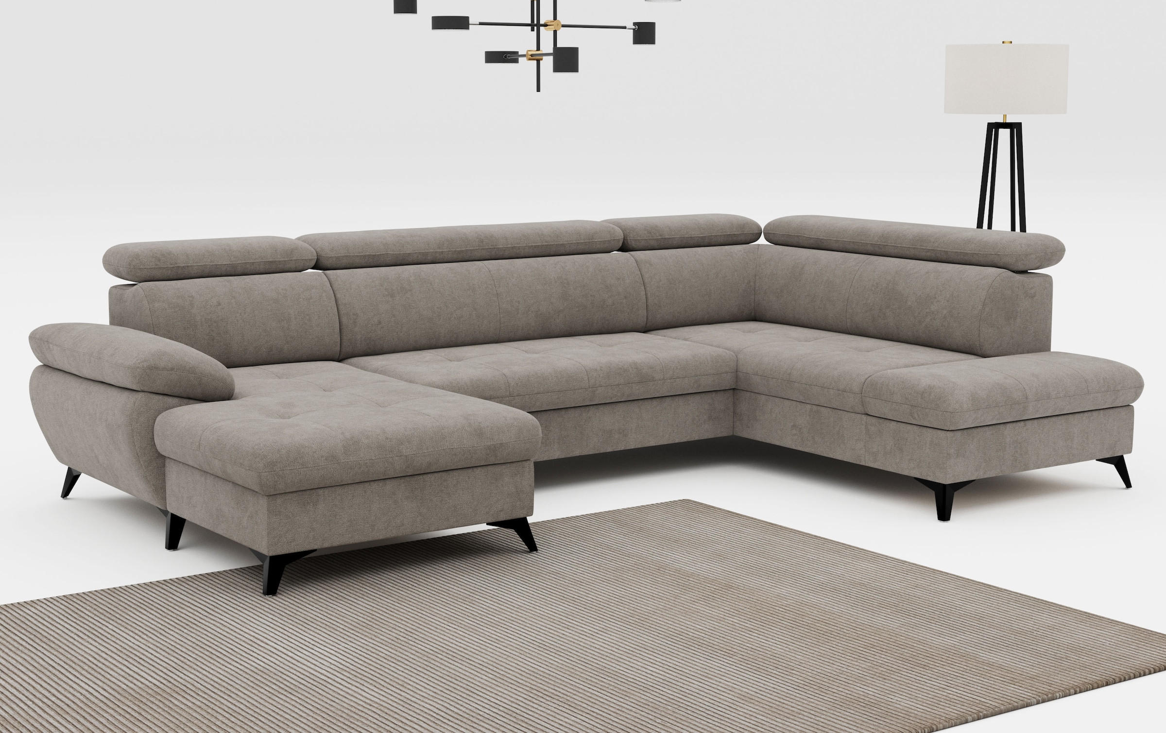 COTTA Wohnlandschaft »Hudson U-Form, B: 324 cm« mit Kopfteilverstellung, optional Bettfunktion & Bettkasten