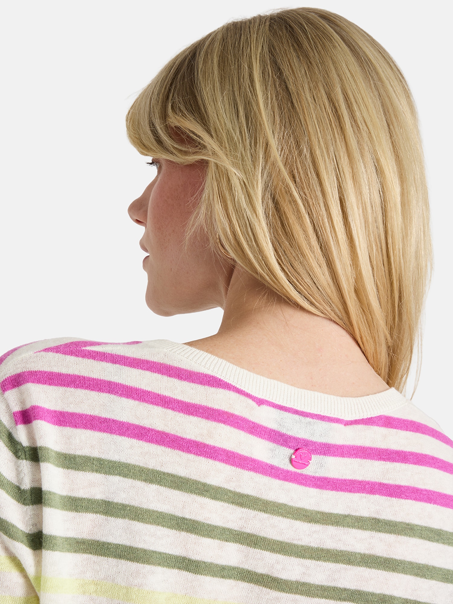 Lieblingsstück Kurzarmpullover »MarvicL« mit V-Ausschnitt, Materialmix mit Leinen