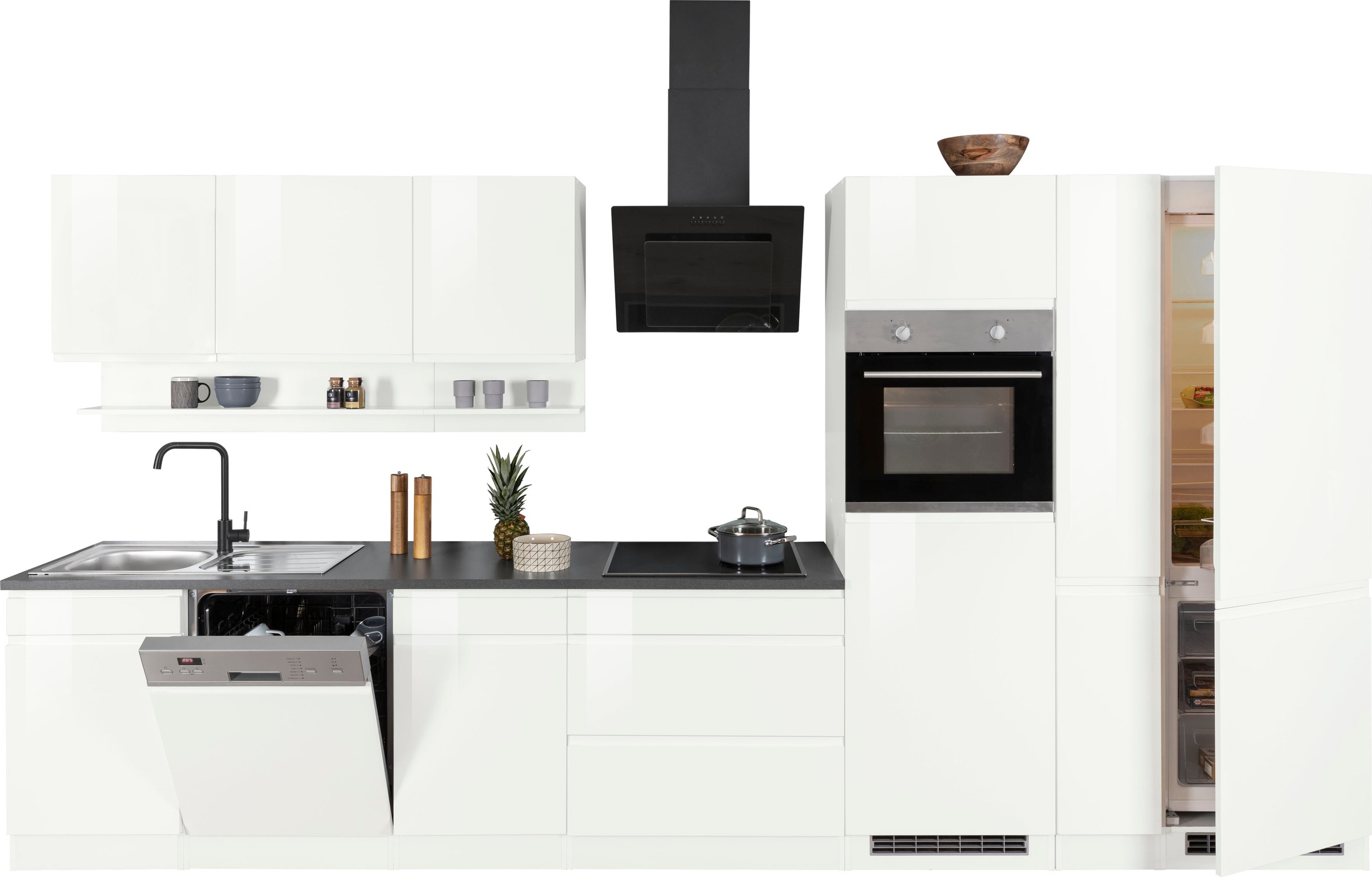 KOCHSTATION Kitchenette »KS-Virginia,neu in verbesserter Ausführung« largeur 390 cm, soft-close, sans appareils électriques