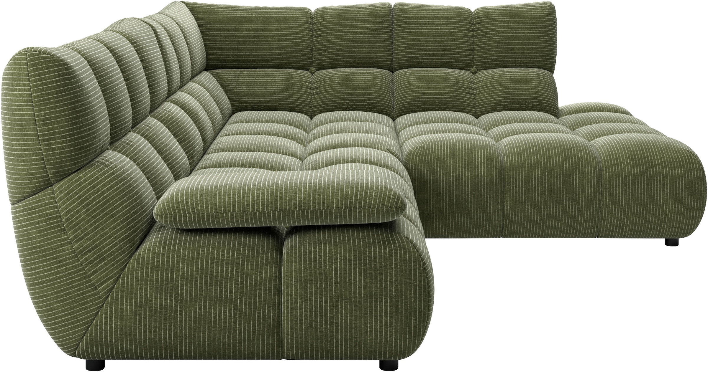 Home affaire Canapé d'angle »Cozy Bubble, mit klappbarer Armlehne, Breite 289 cm« avec matelassage élégant, housse intégrale & rembourrage doux