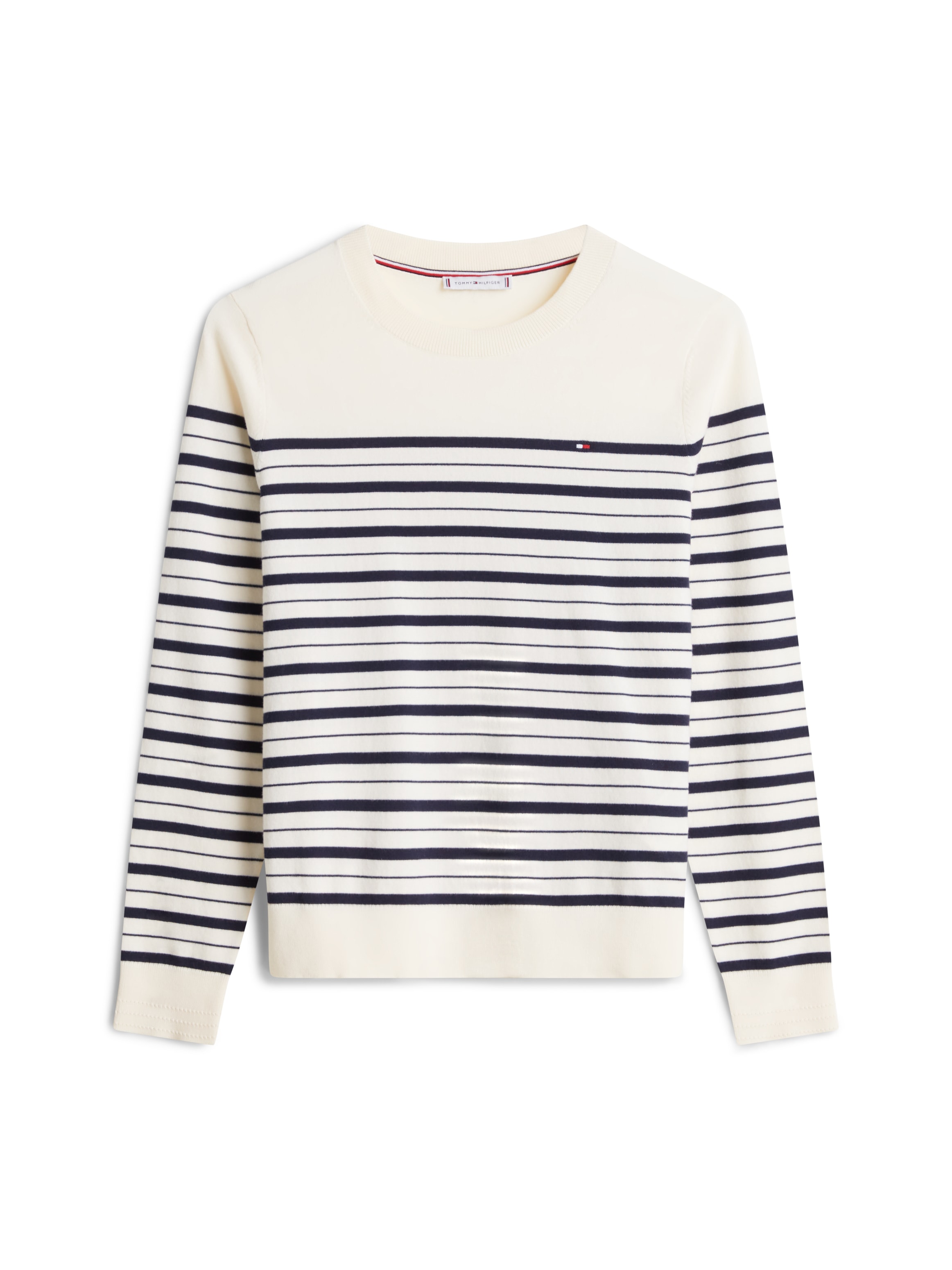 Tommy Hilfiger Pull à col rond »CO JERSEY STITCH LS C-NK SWT« avec broderie du logo