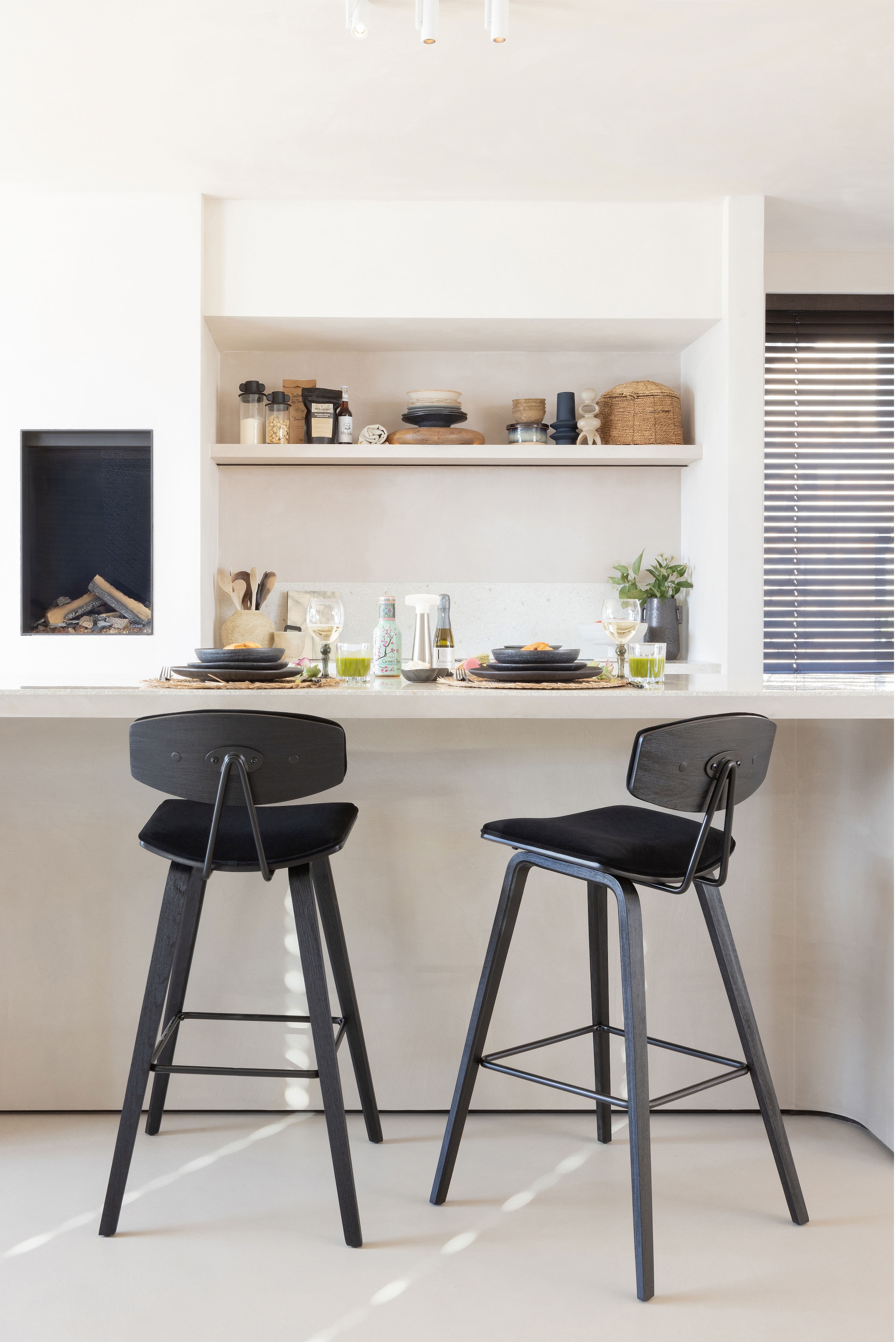 WOOOD Tabouret de bar »Senn« 2 cuis tlg. Assise en velours, H 94 cm x L 41 cm