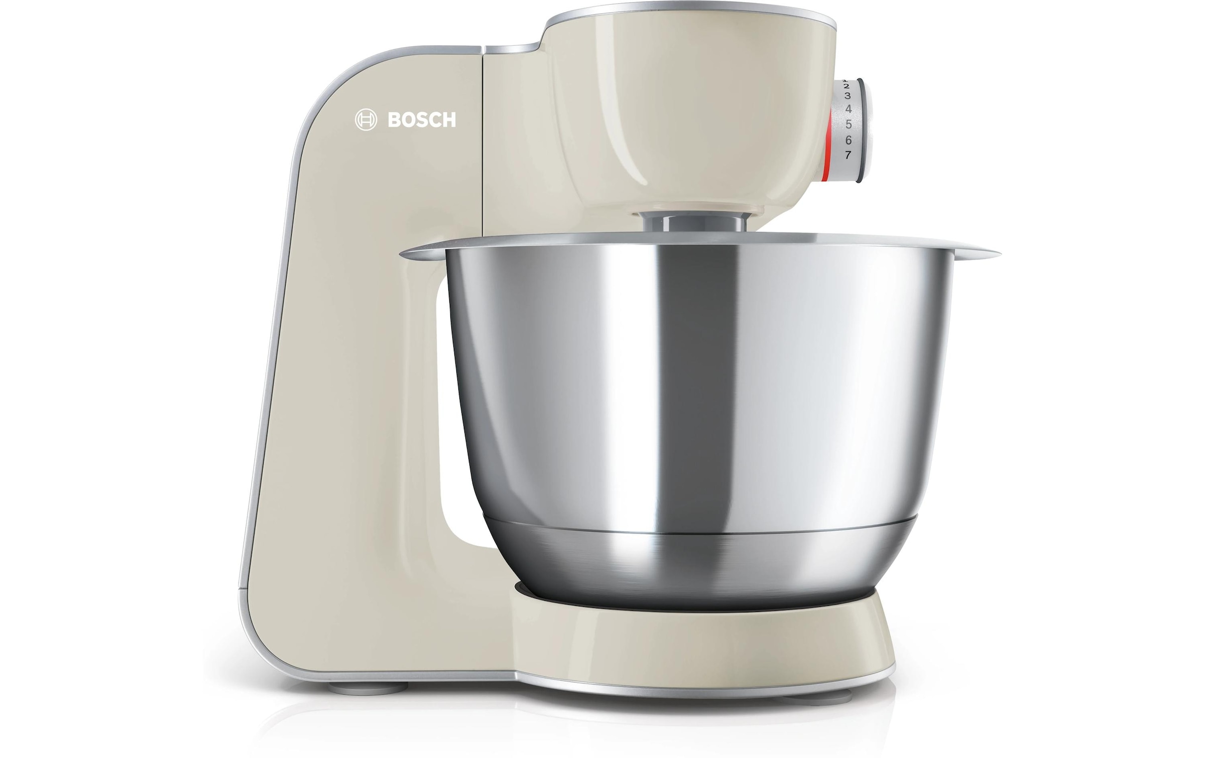 BOSCH Robot de cuisine »Serie 4 MUM58L20, Durchlaufschnitzler, Mixer, grau« 3 Scheiben, Schüssel, Knethaken/Rühr-/Silikonbesen, spülmaschinenfest