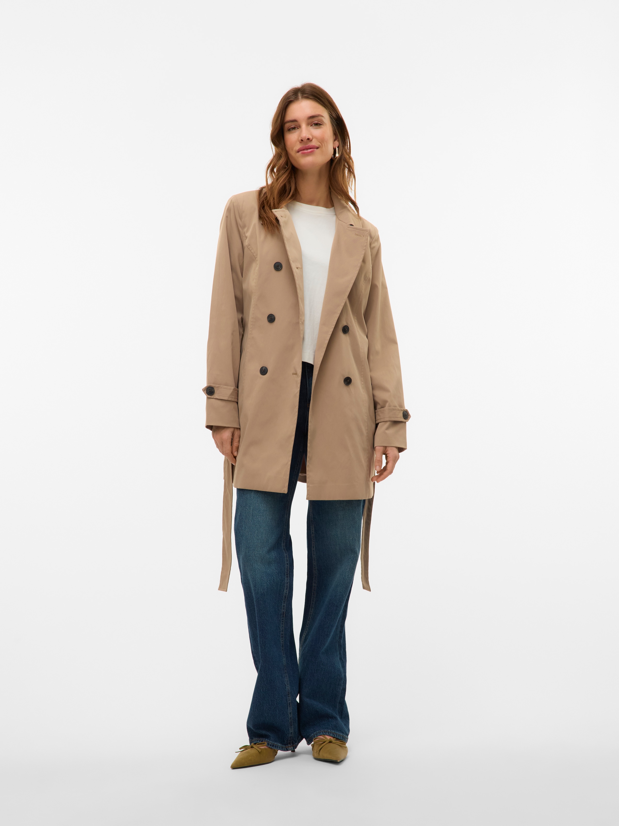 Vero Moda Trench-coat »VMCHELSEA OLIVIA TRENCHCOAT NOOS« kurzer 2-Reiher mit abnehmbarem Bindegürtel