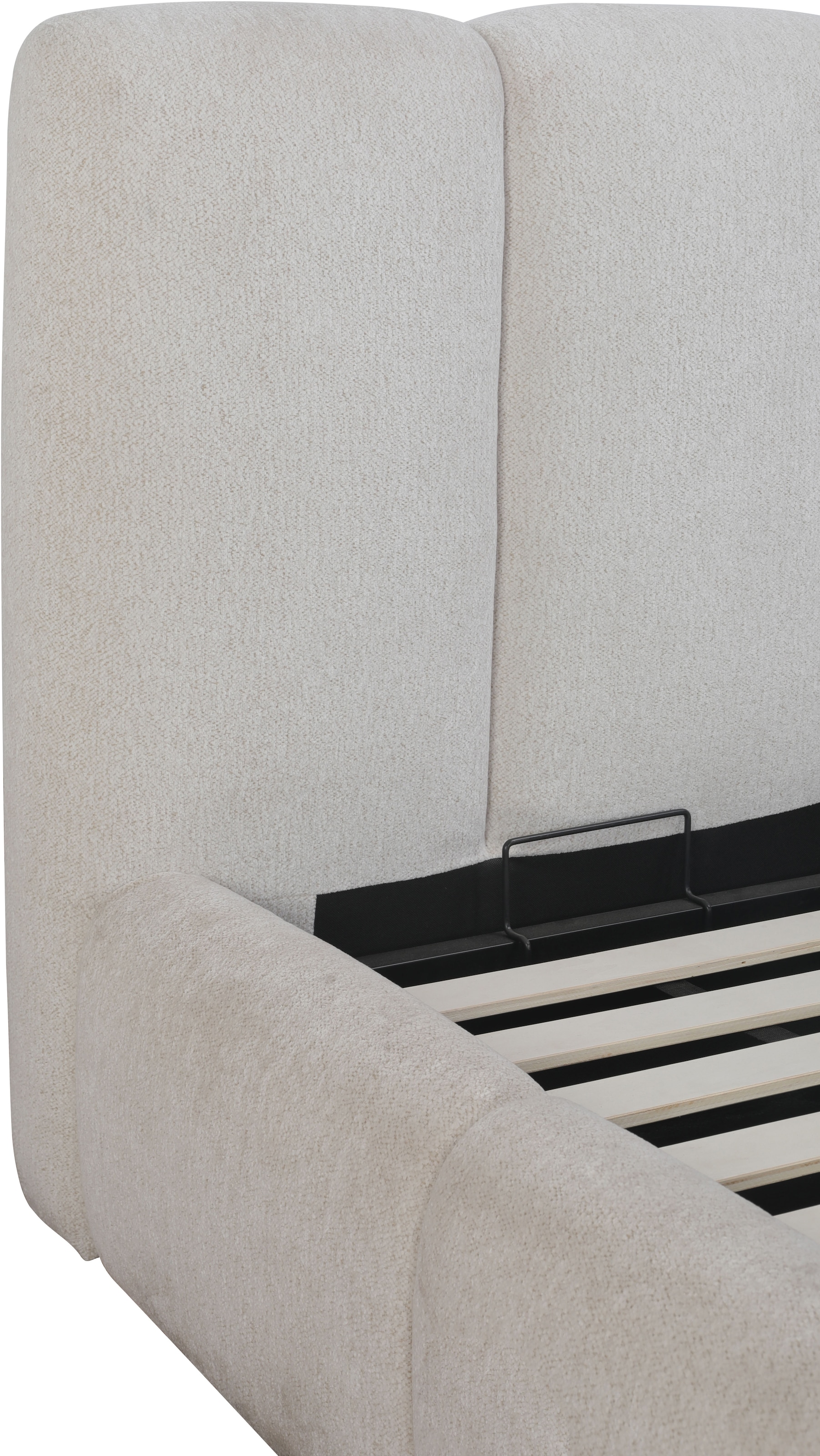 GOODproduct Lit rembourré »MERLINDA, Stauraumbett mit Lattenrost und Bettkasten, Chenille-Bezug« tête de lit et cadre fortement rembourrés, surface de couchage 140x200 / 180x200 cm