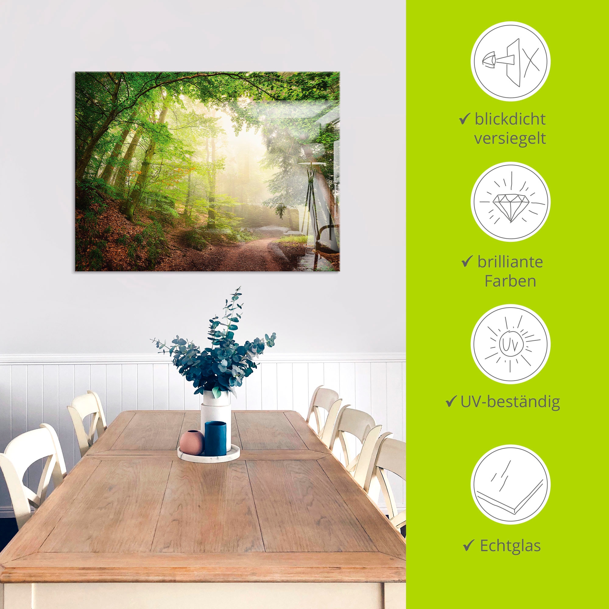 Artland Glasbild »Natürliche Torbögen durch Bäume« Wald 1 Stk. tlg. in verschiedenen Grössen