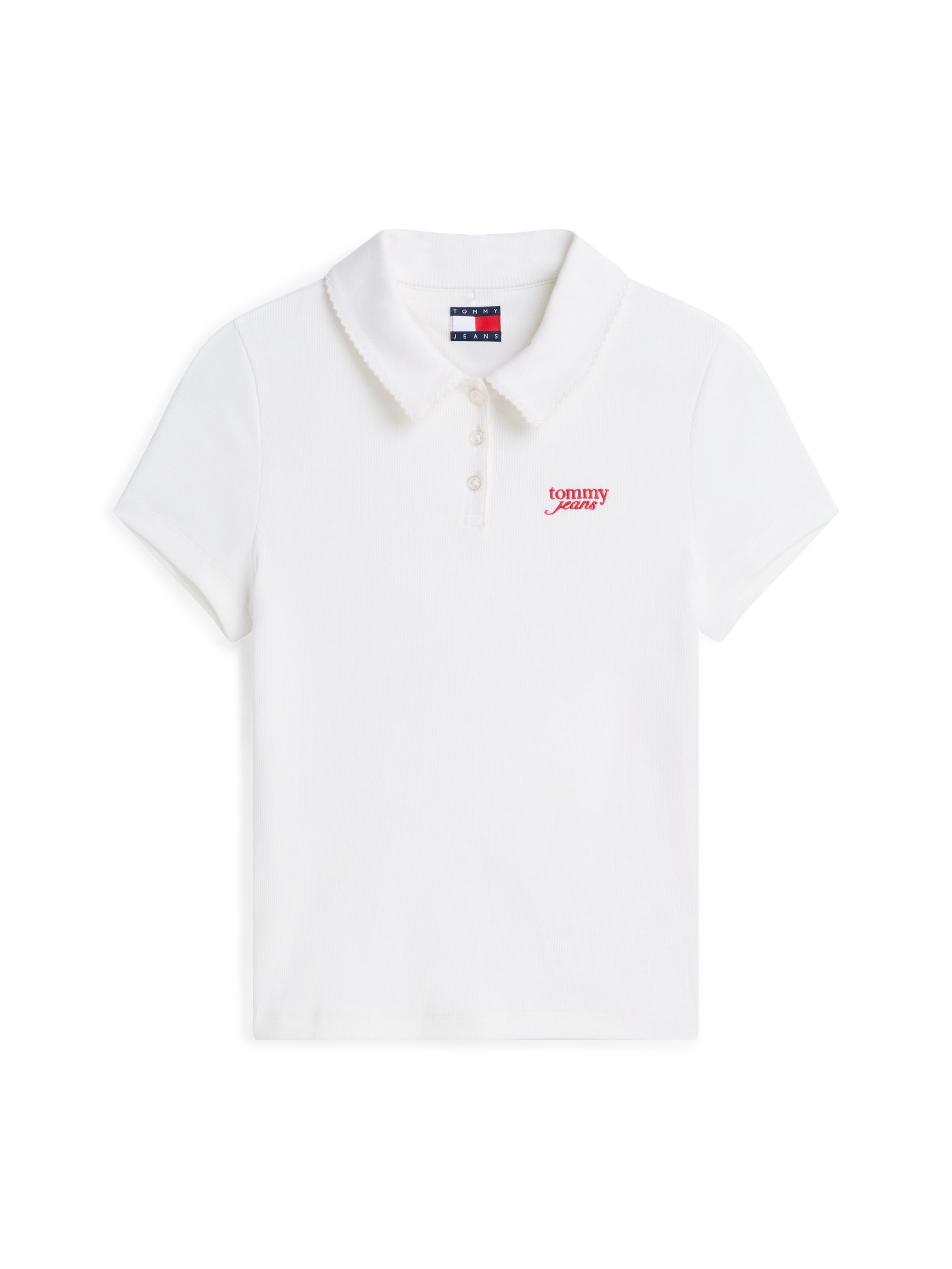 Tommy Jeans Polo »TJW SLIM RIB SCRIPT POLO« Mélange de coton, coupe slim, ajustée, en structure côtelée