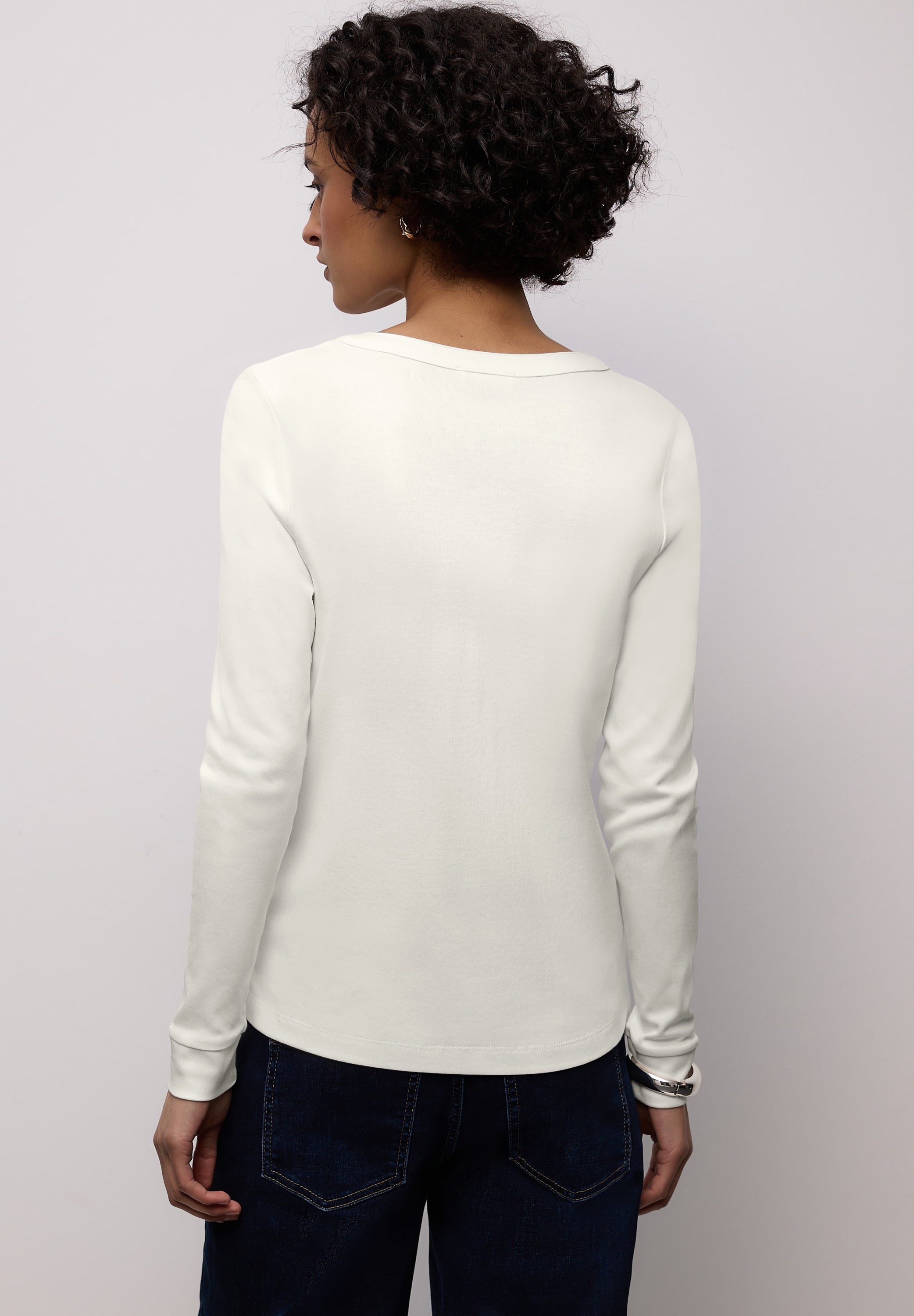 STREET ONE Langarmshirt mit dekorativem Split Neck und Knopfleiste