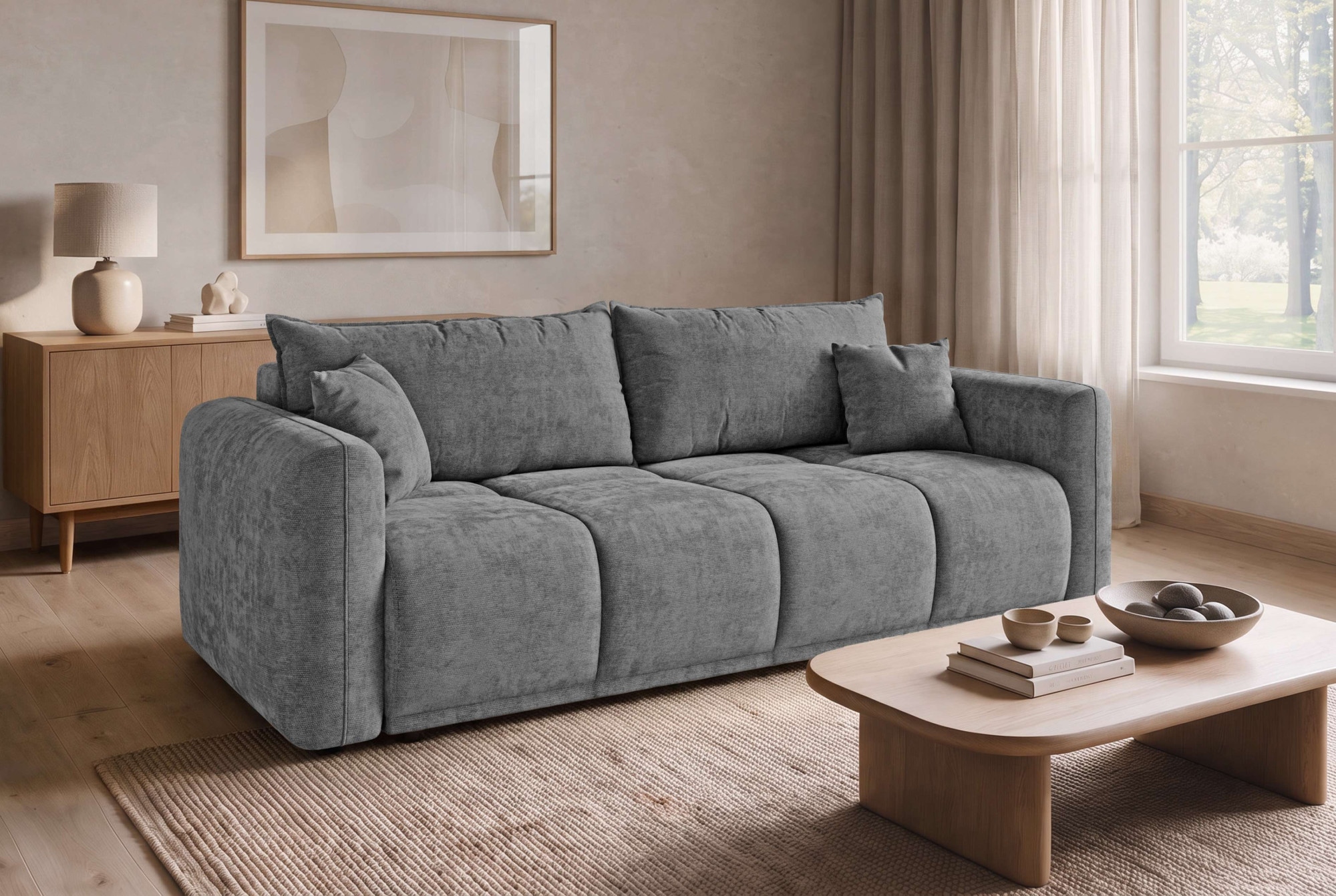 GOODproduct 3-Sitzer »LOXXA Schlafsofa mit Bettkasten, komfortables Sitzgefühl, Breite 241cm« Liegefläche 150x192cm, inklusive Rückenkissen, moderne Steppung