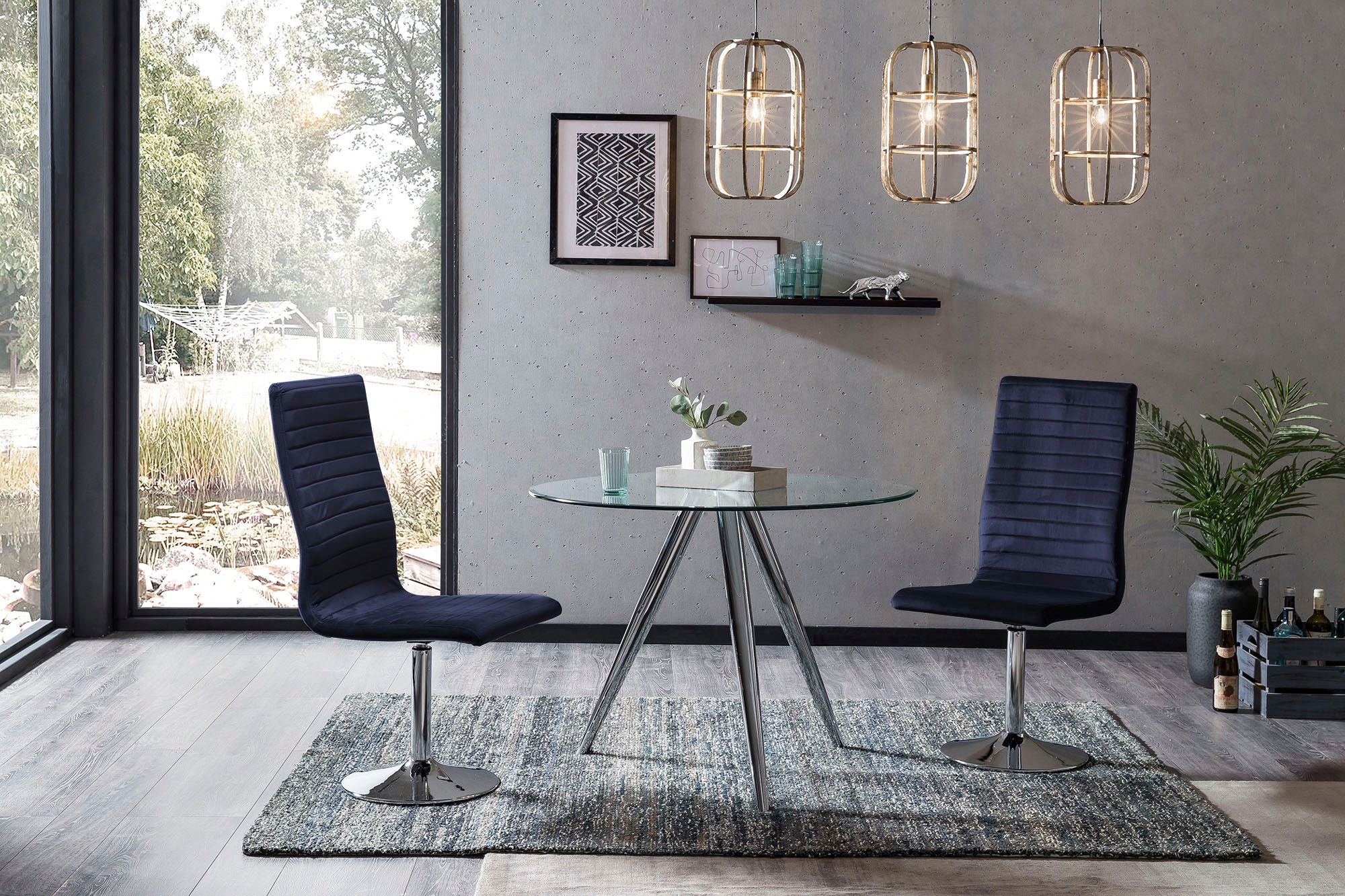 SalesFever Esstisch mit modernem Chrom Gestell