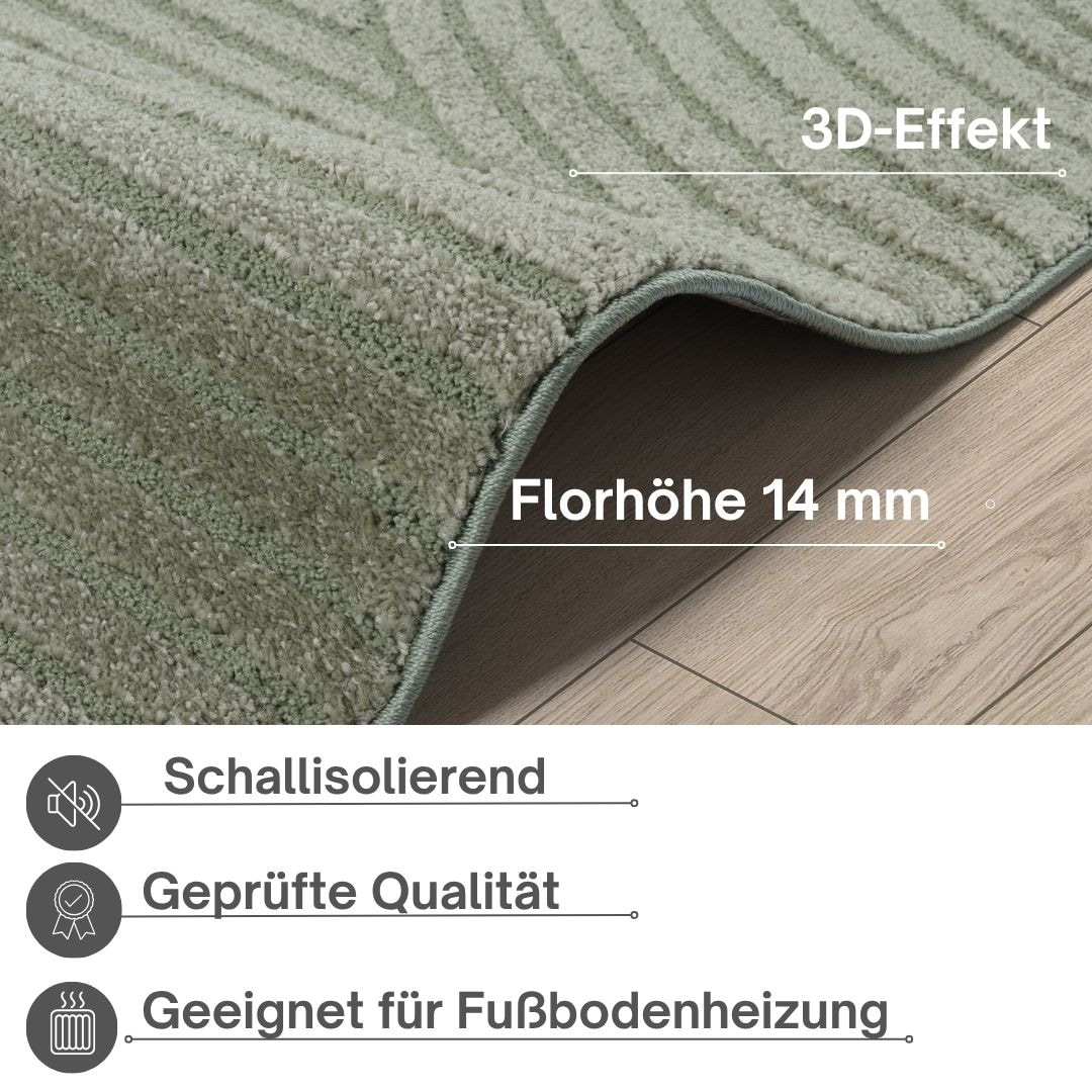 GOODproduct Tapis design »Eliaan 3D Optik/Hoch-Tief Effekt« Rectangulaire 14 mm Höhe hohe Flordichte und angenehm weich, Teppich Wohnzimmer Boho Design
