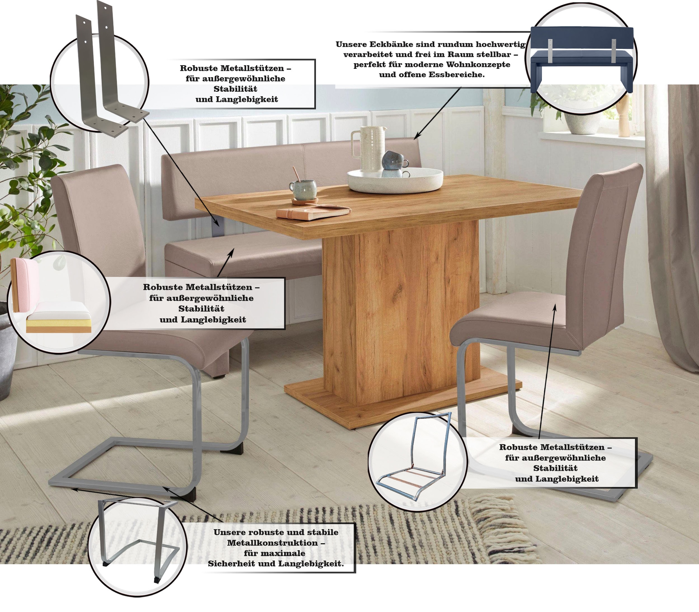 GOODproduct Banc »Charissa« avec dossier, largeur 140, 160 ou 180 cm