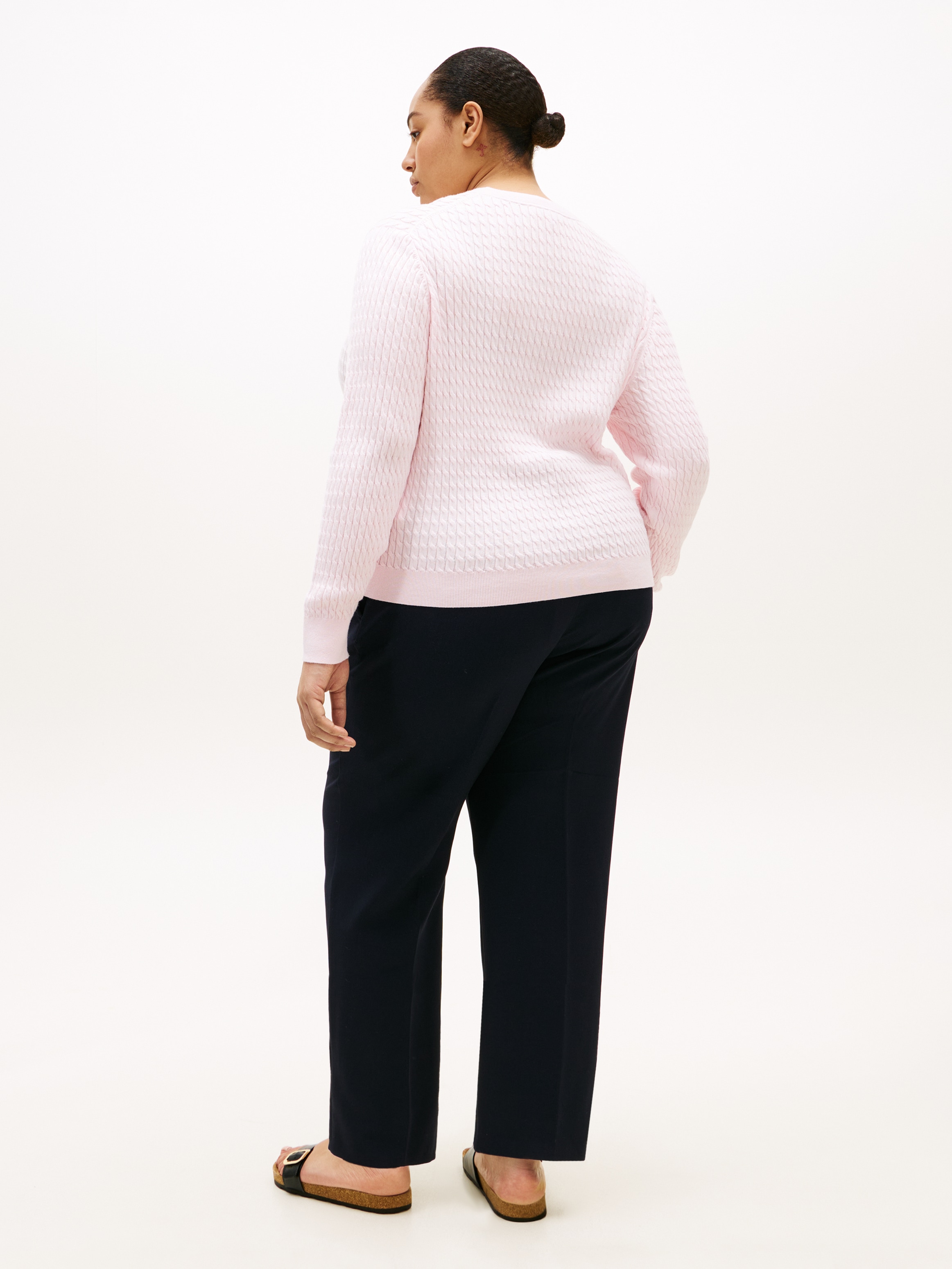Tommy Hilfiger Curve Rundhalspullover »CRV CO CABLE FINE GG CNK SWEATER« in grossen Grössen, mit Zopfmuster