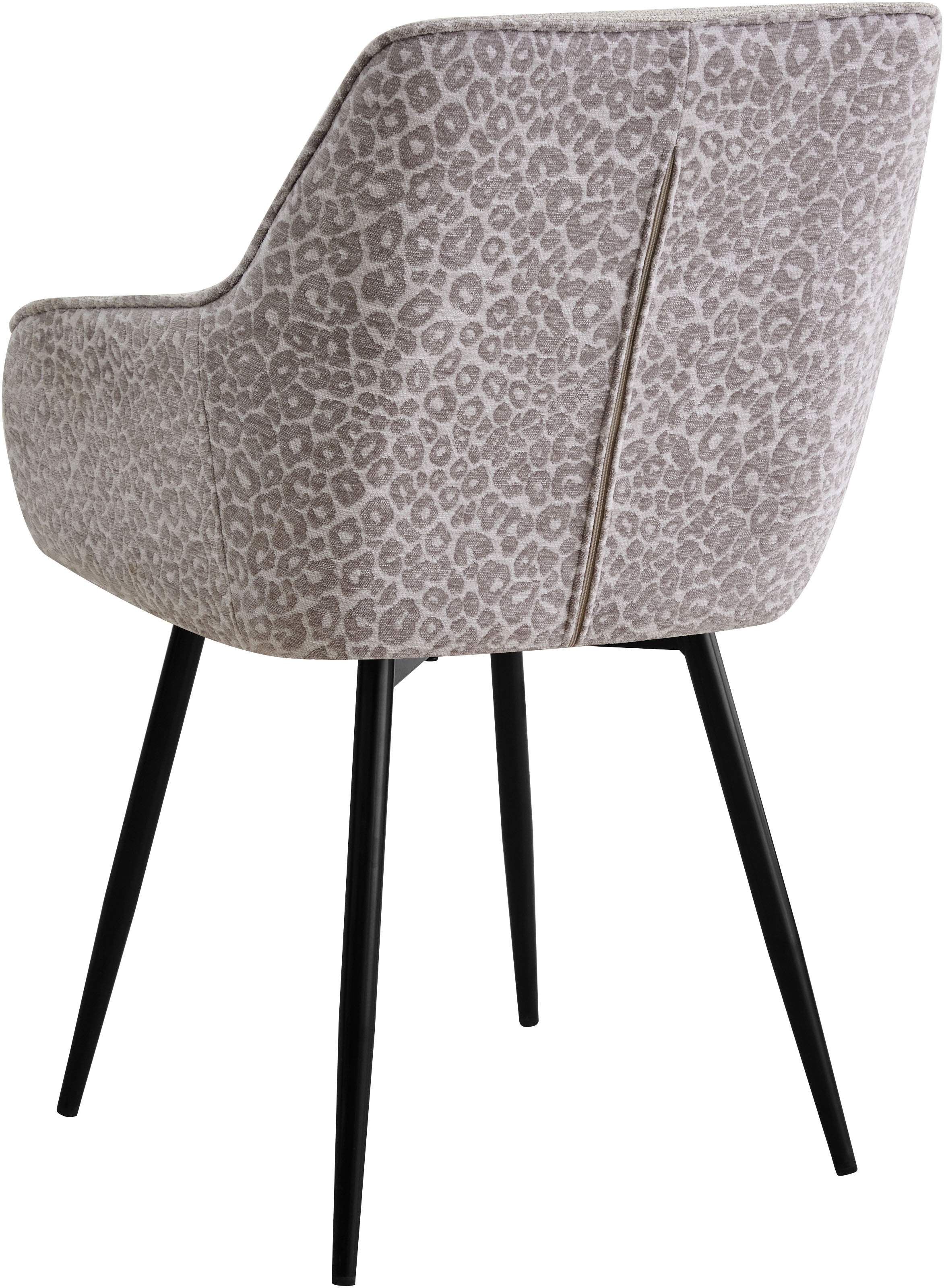 GOODproduct Esszimmerstuhl »Lincoln« (Set) 2 Stk.moderner Stuhl mit Leopardenlook, Webstoff und 360°-Drehfunktion