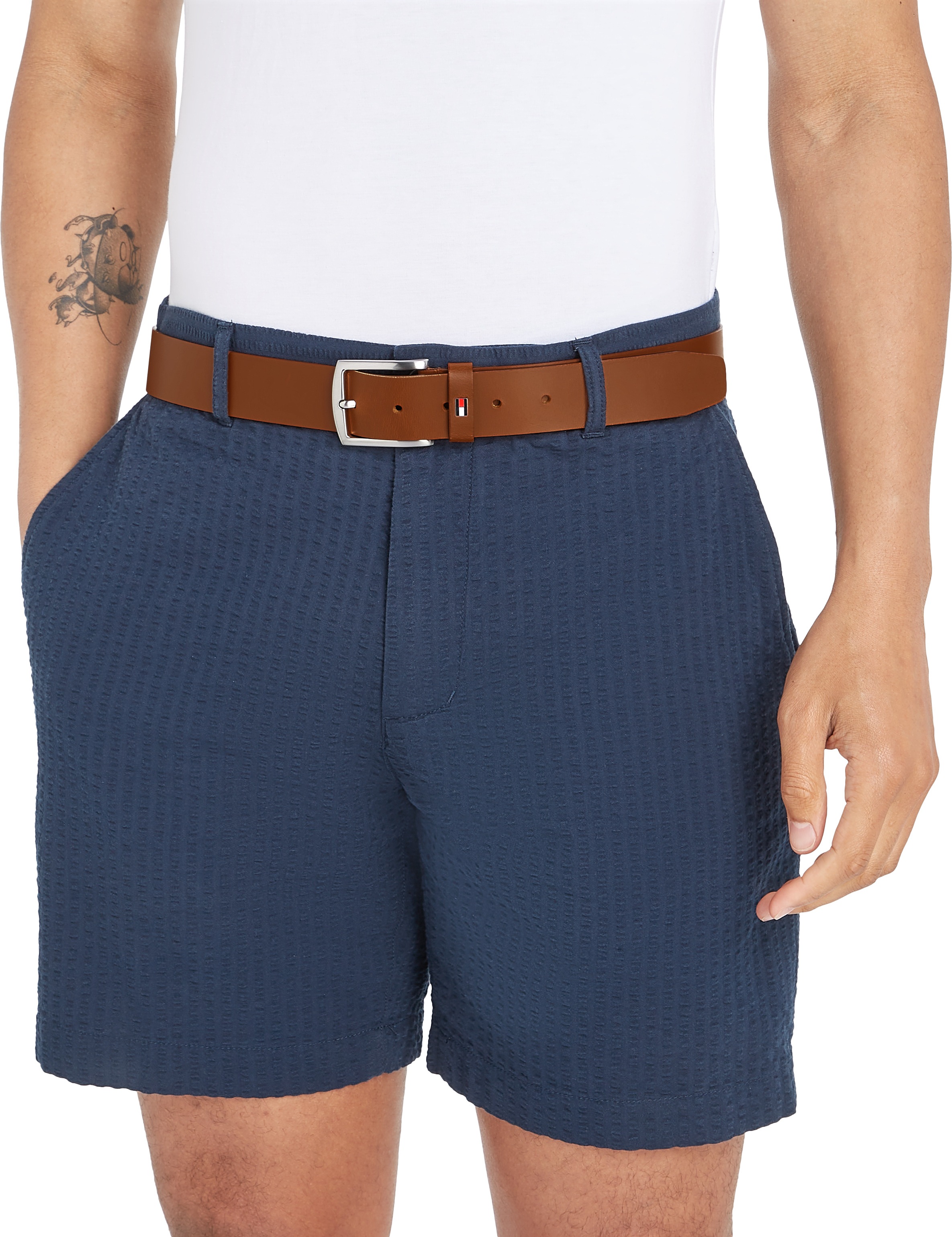 Tommy Hilfiger Ledergürtel »DENTON 3.5  cm breit EXT« Einfachdornschliesse, Metalllogo