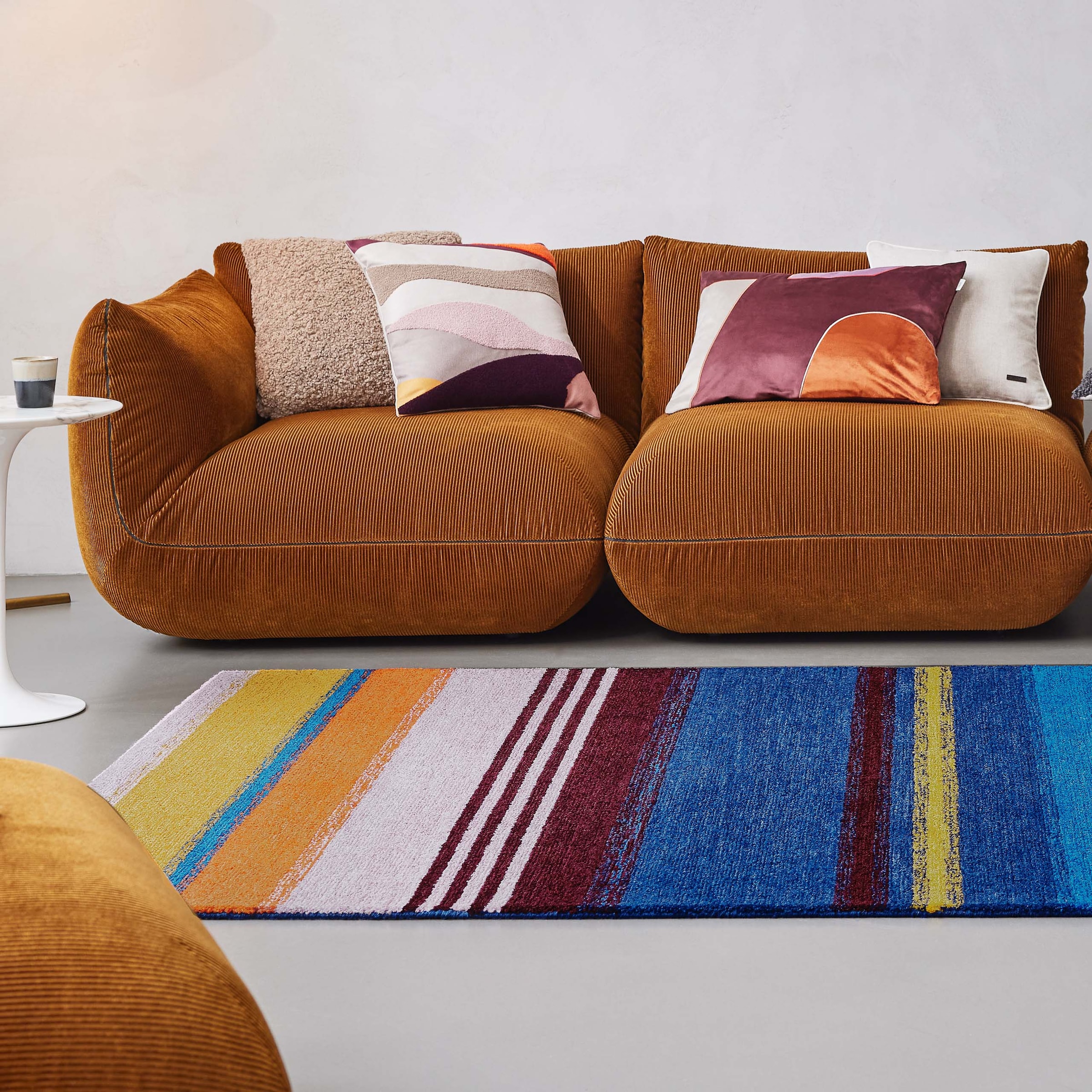 Wecon home Teppich »Petrol« rechteckig 7 mm Höhe handgefertigt, pflegeleicht, gestreift, Wohnzimmer, Schlafzimmer