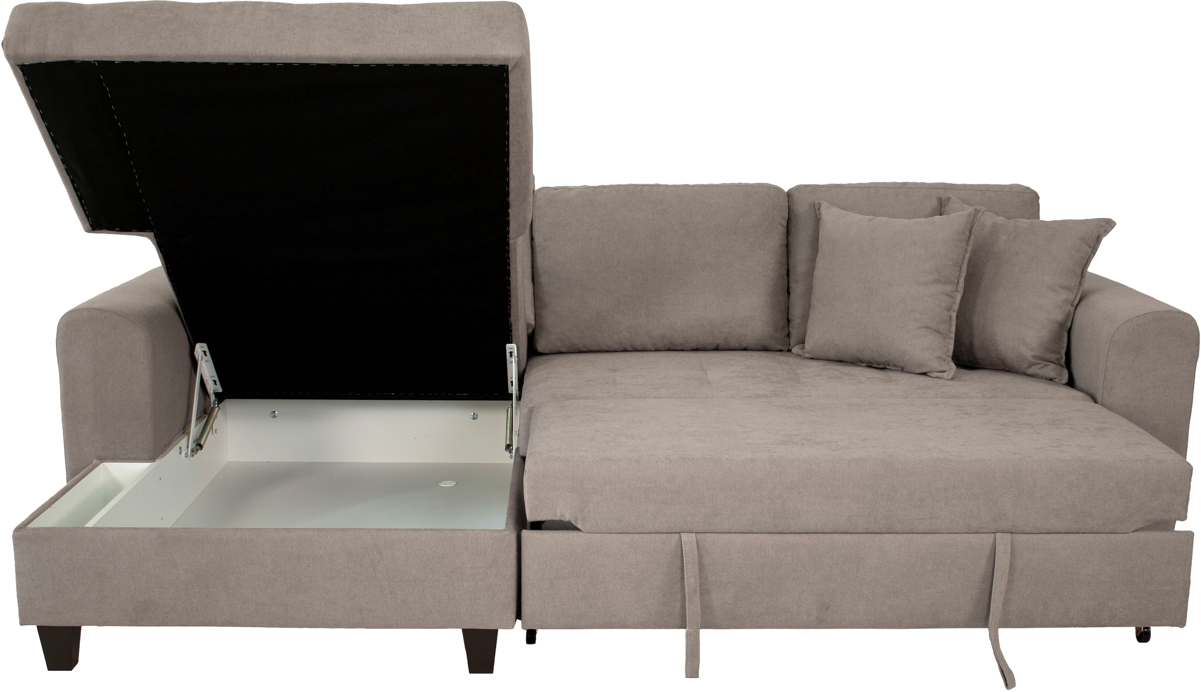 Trends by HG Canapé d'angle »Moritz L-Form, B: 265 cm« mit Bettfunktion, Bettkasten & Zierkissen