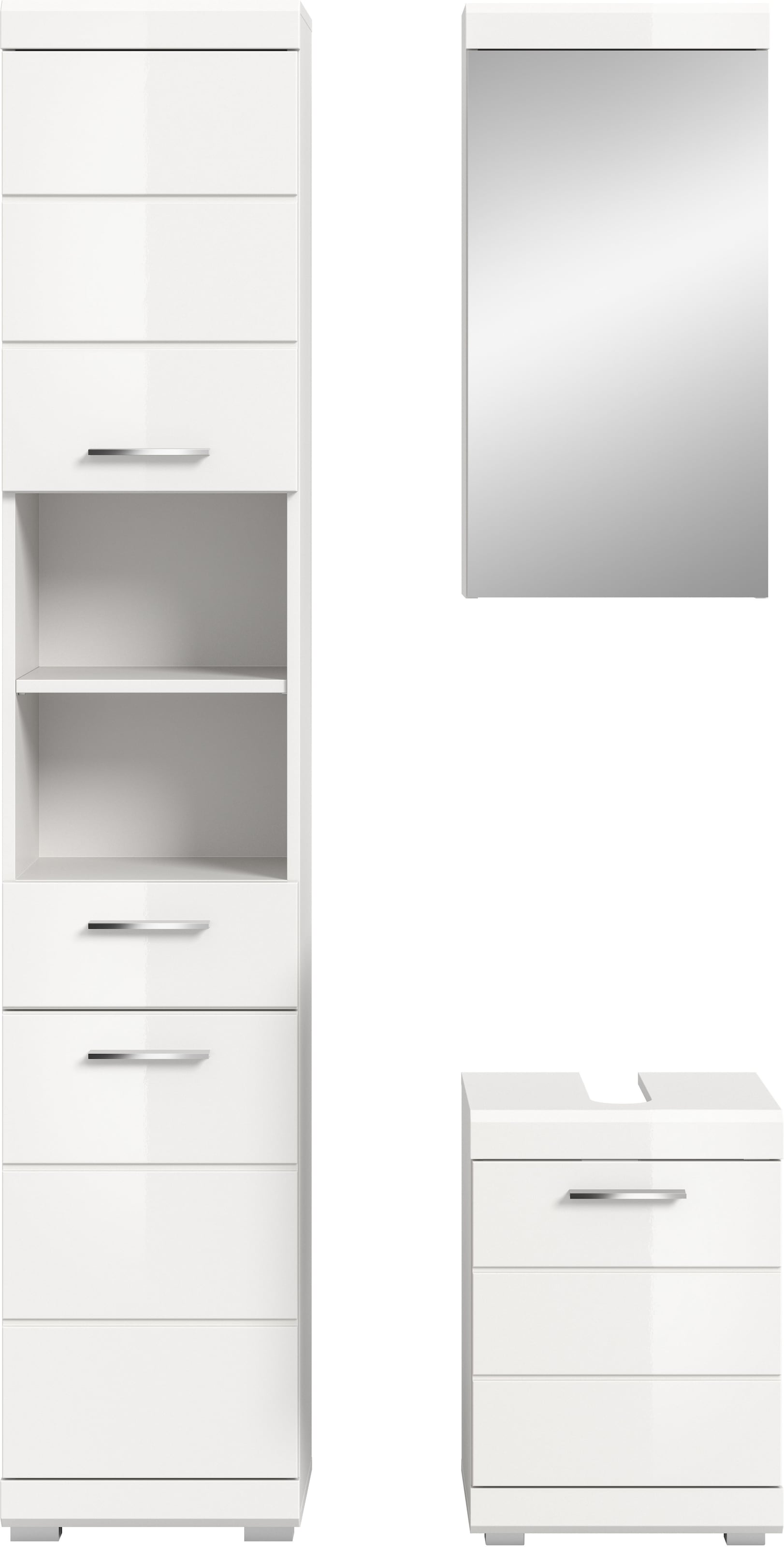 welltime Badmöbel-Set »SIENA, 3-tlg., Waschbeckenunterschrank, Spiegelschrank & Hochschrank«