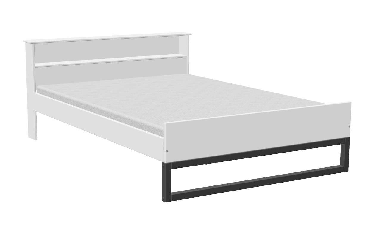 GOODproduct Lit »Pannor, Industrial Design, mit Regal, Lattenrost inklusive« Liegefläche Breite 140 oder 180cm,  Kufengestell, bis 200 kg belastbar, FSC-zertifiziert, Made in EU