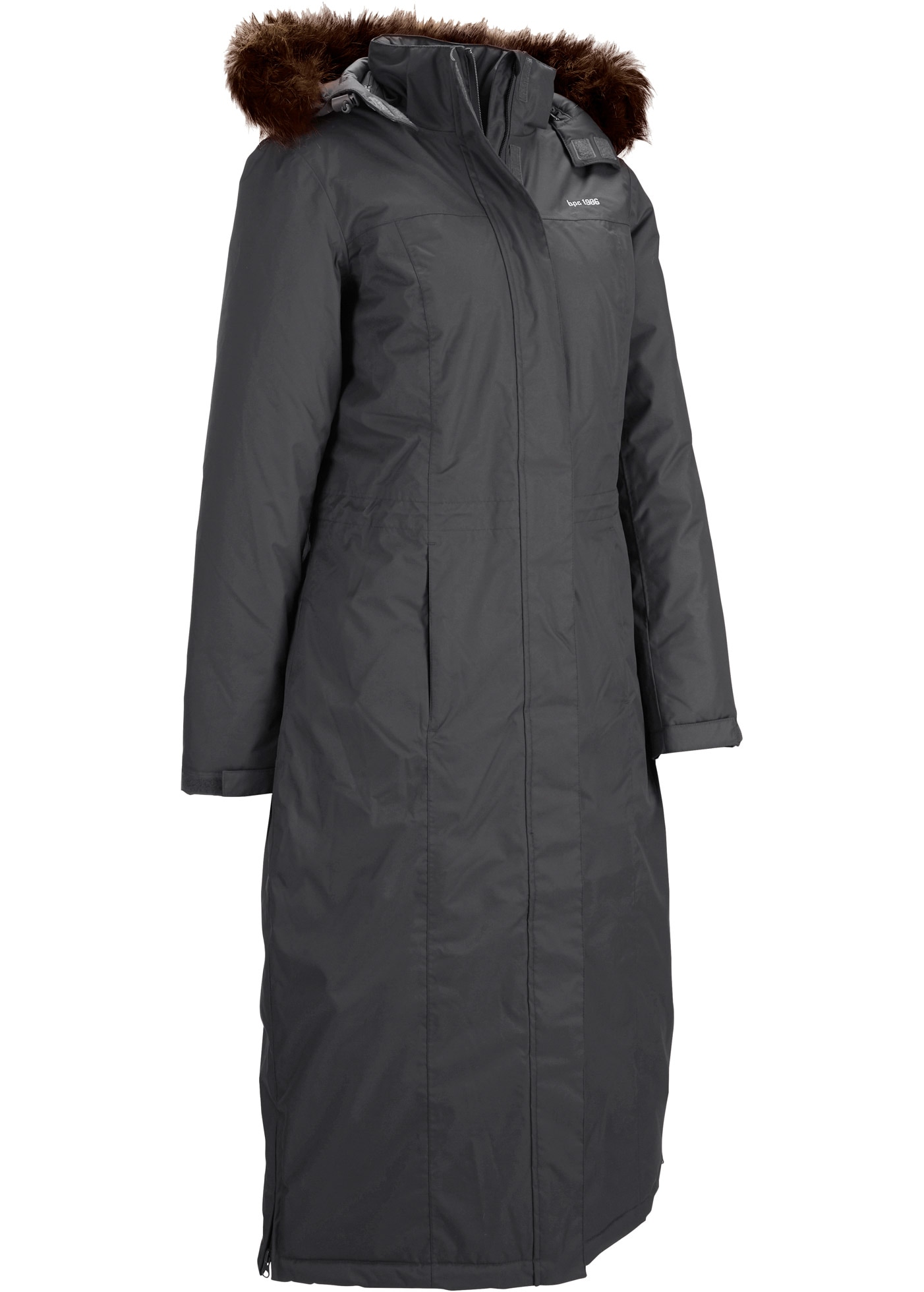 bonprix Manteau d'hiver avec capuche amovible + fausse fourrure, trous pour pouces, poche intérieure pour téléphone