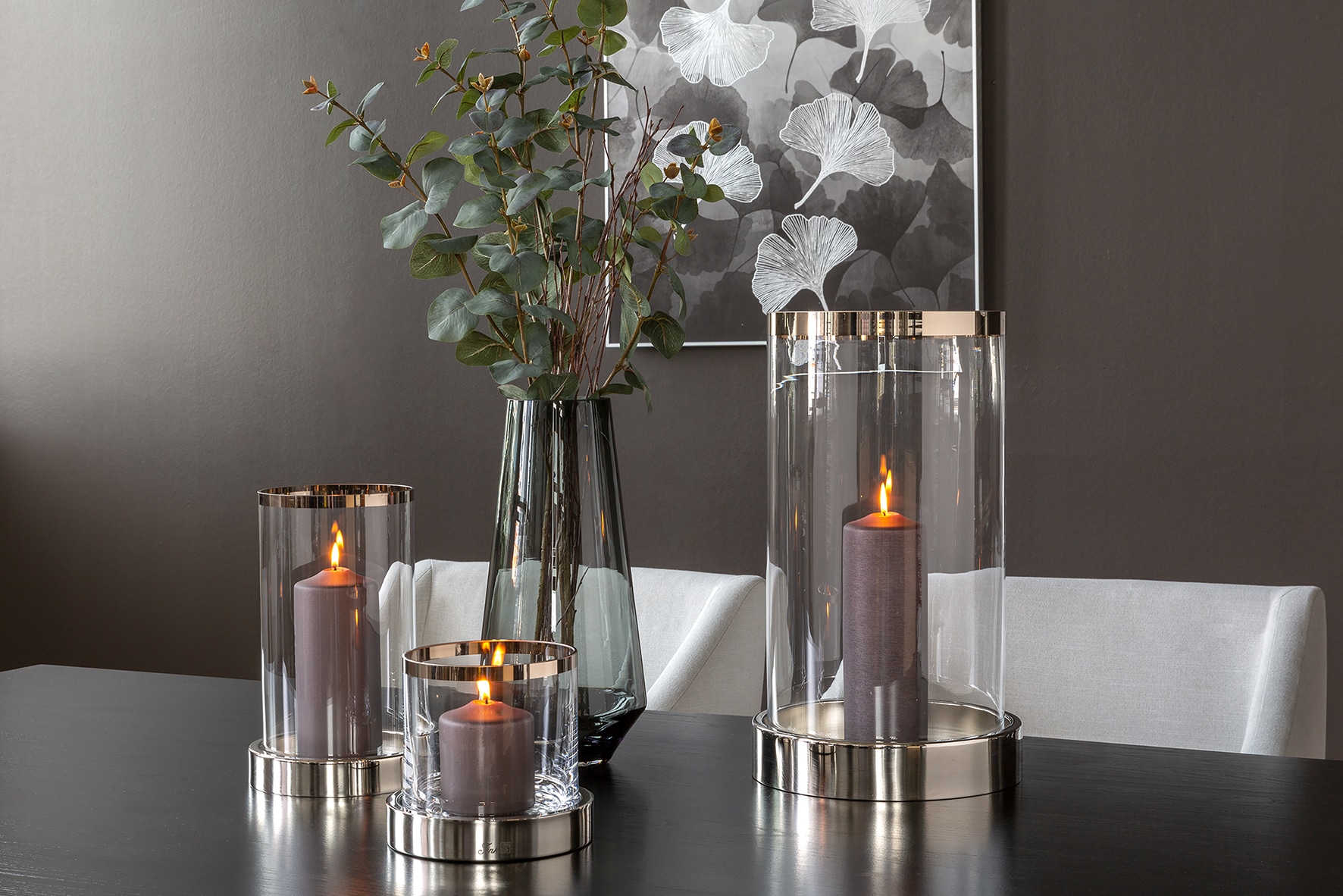 Fink Windlicht »EMPIRE, Kerzenhalter, Dekoglas, elegantes Design« in hochwertiger Qualität mit Platinumauflage und mundgbelasenem Glas
