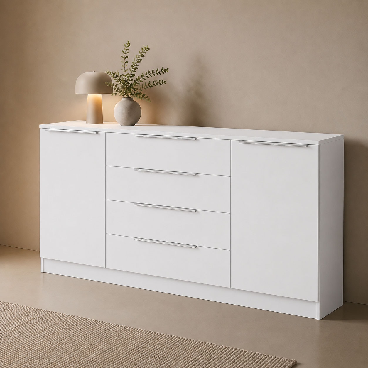 borchardt Möbel Kommode »Oliva, Kommode mit Metallgriffen« Modernes Sideboard mit 2 Türen und 4 Schubkästen, Breite 166 cm