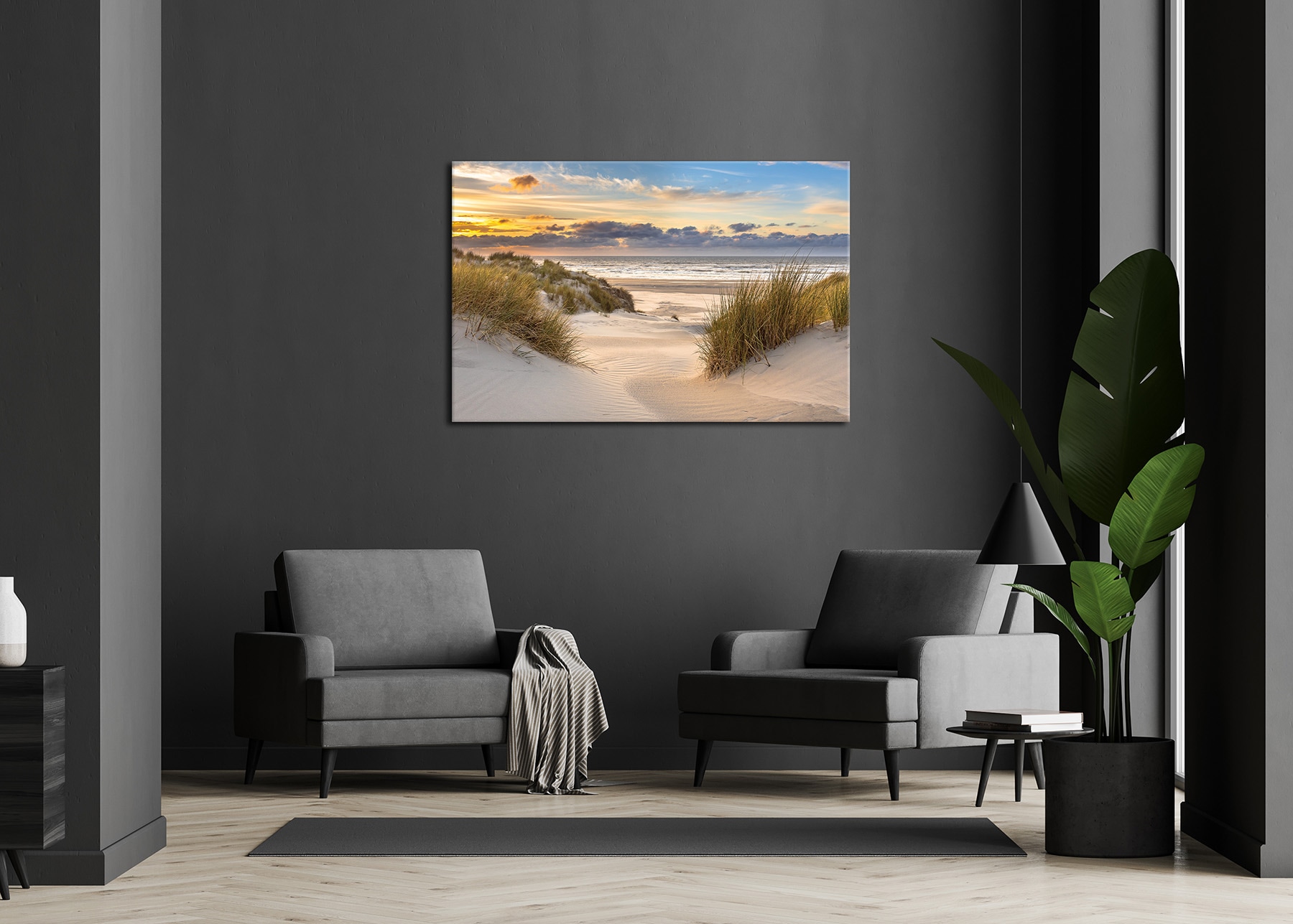 Bönninghoff Tableau sur toile »Wandbild STRAND 78x118 cm – Leinwandbild Keilrahmen Deko modern« Plage 1 cuis tlg. tendu sur châssis