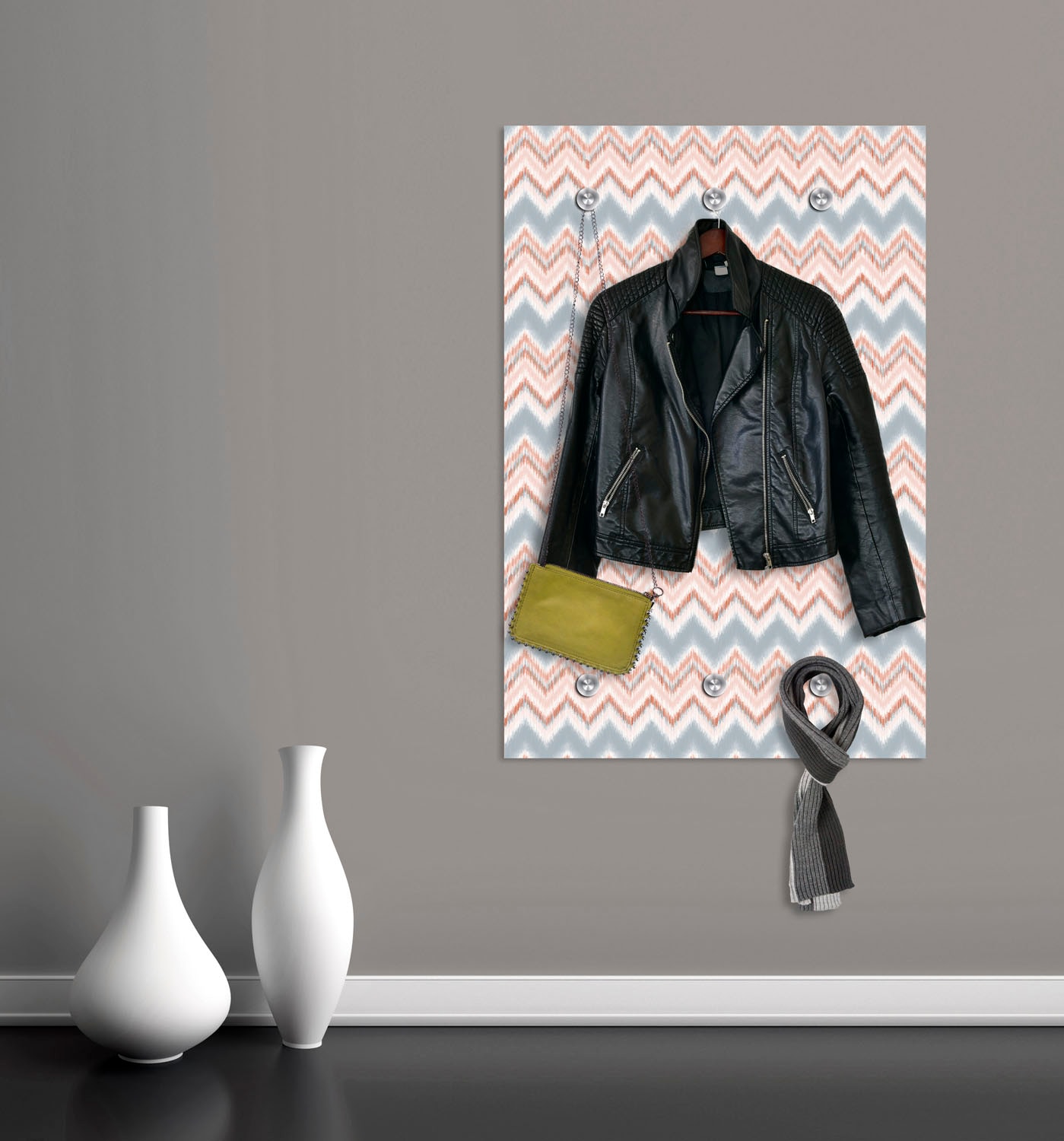 queence Garderobenleiste »Streifen« mit 6 Haken, 80 x 120 cm