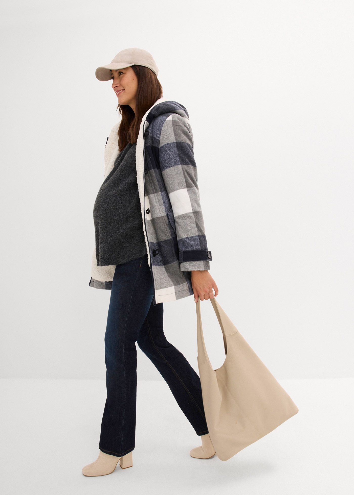 bonprix Umstandsjacke »Woll-Umstandsjacke mit Teddyfutter / Tragejacke« mit Kapuze Woll-Umstandsjacke mit Teddyfutter / Tragejacke