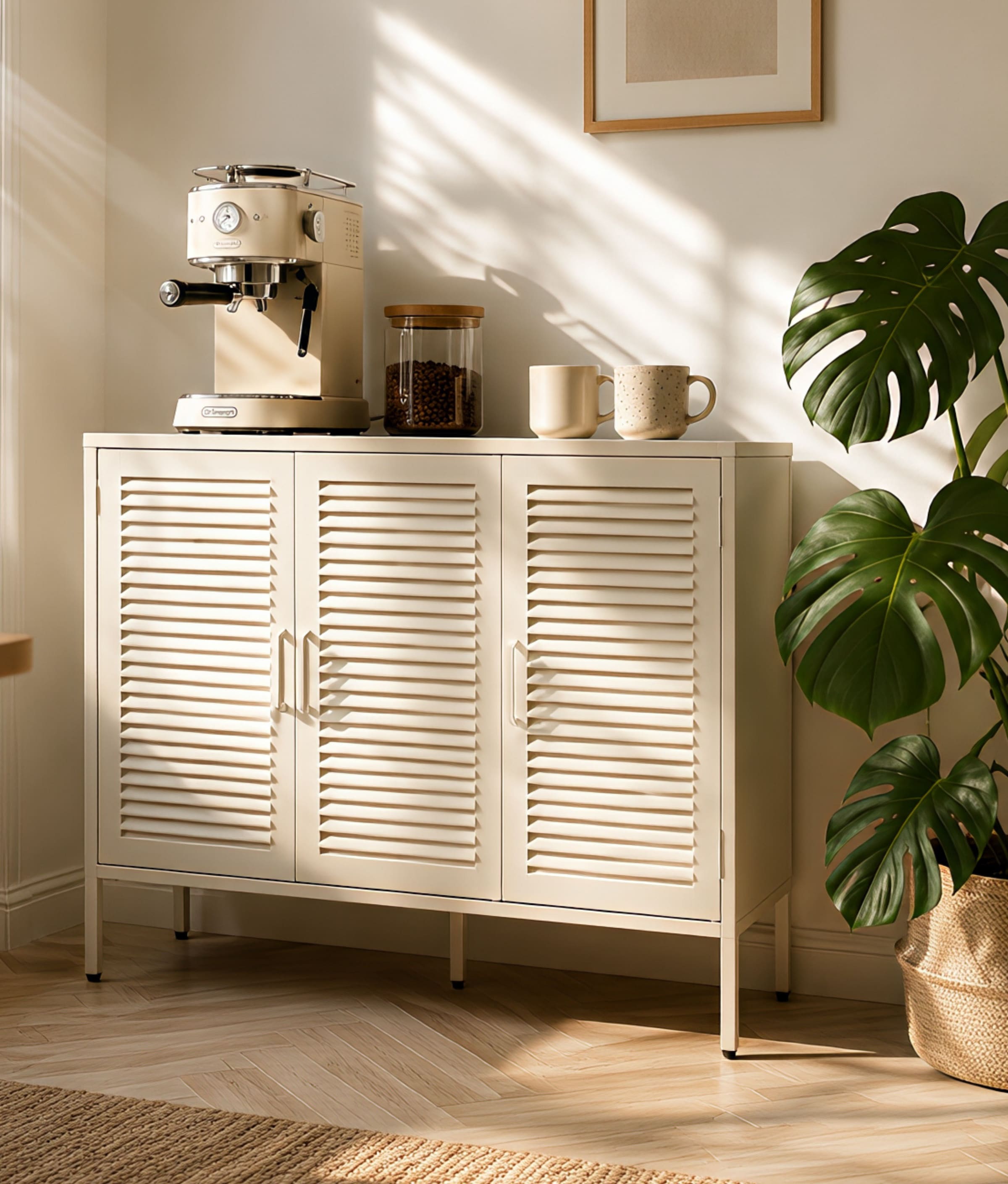 GOODproduct Wäscheschrank »GERRON Sideboard Wäscheschrank Metallschrank« Schrank Anrichte Kommode Breite 120cm mit 3 Türen