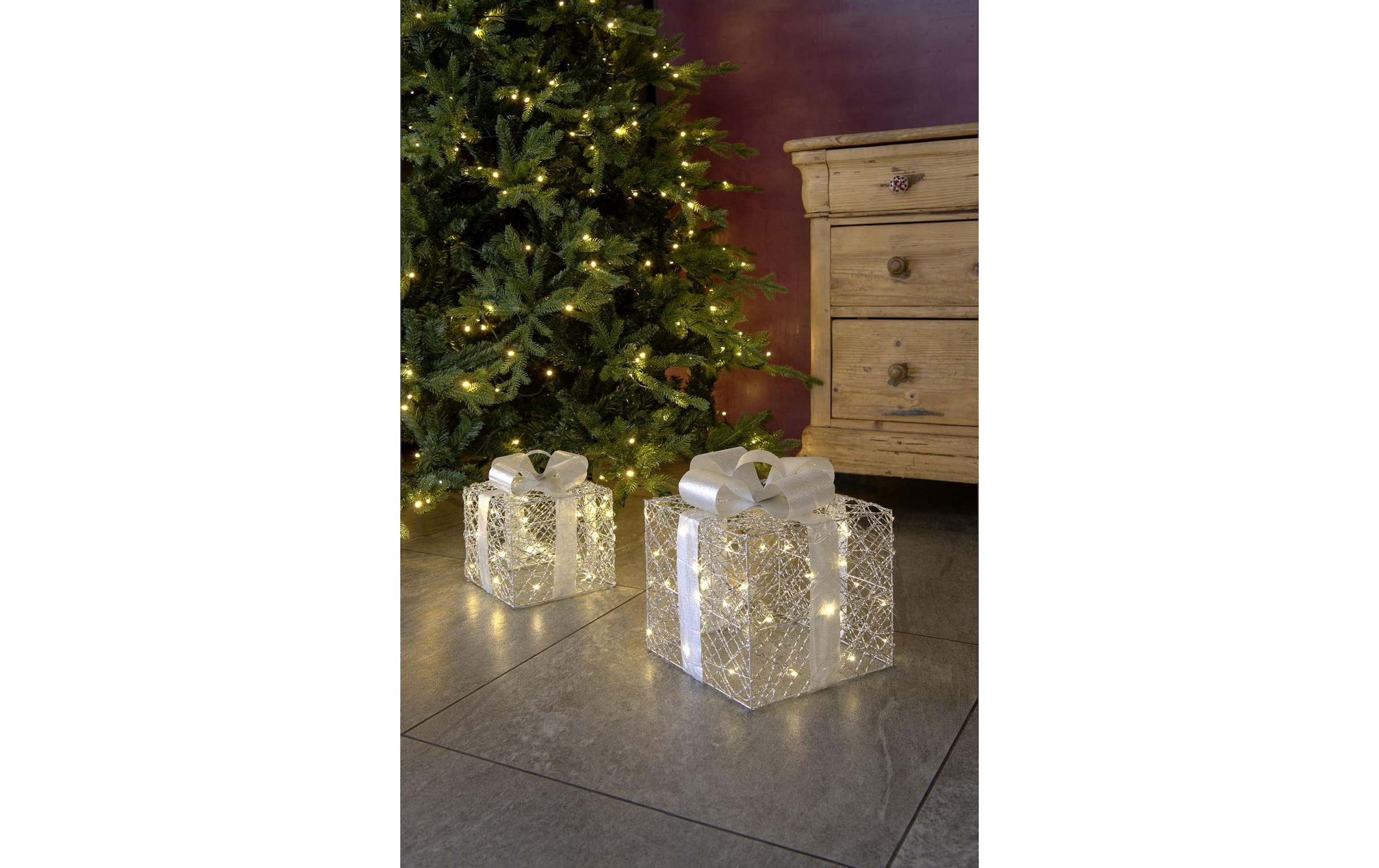 STT LED Dekofigur »Silver giftbox Set 2pcs.« Warmweiss