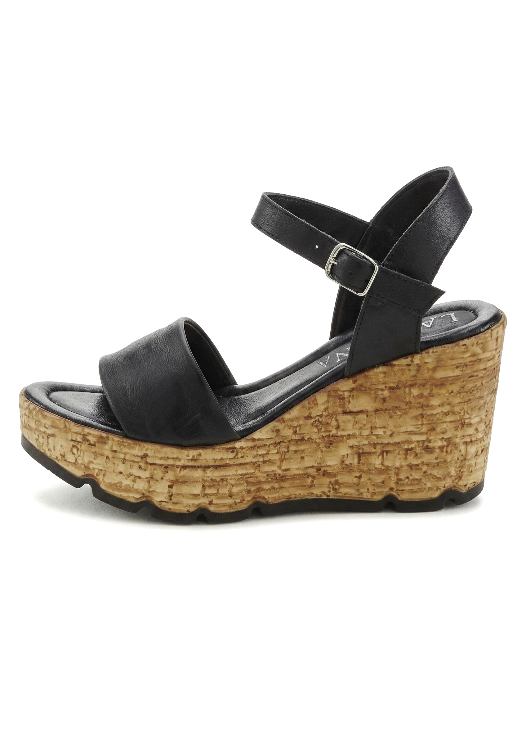LASCANA Sandalette »Sommerschuh, offener Schuh, Sandale, Keilsandalette,«  NEU aus Leder mit Keilabsatz