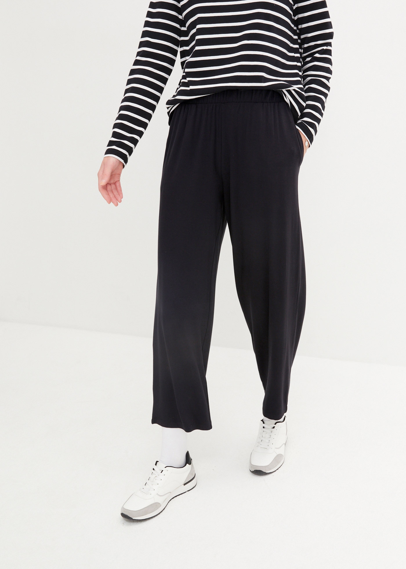 bonprix Pantalon en jersey »7/8- Shirthose, High-Waist, 2er-Pack«  aus Viskose und Elasthan, mit seitlichen Taschen, lockere Passform