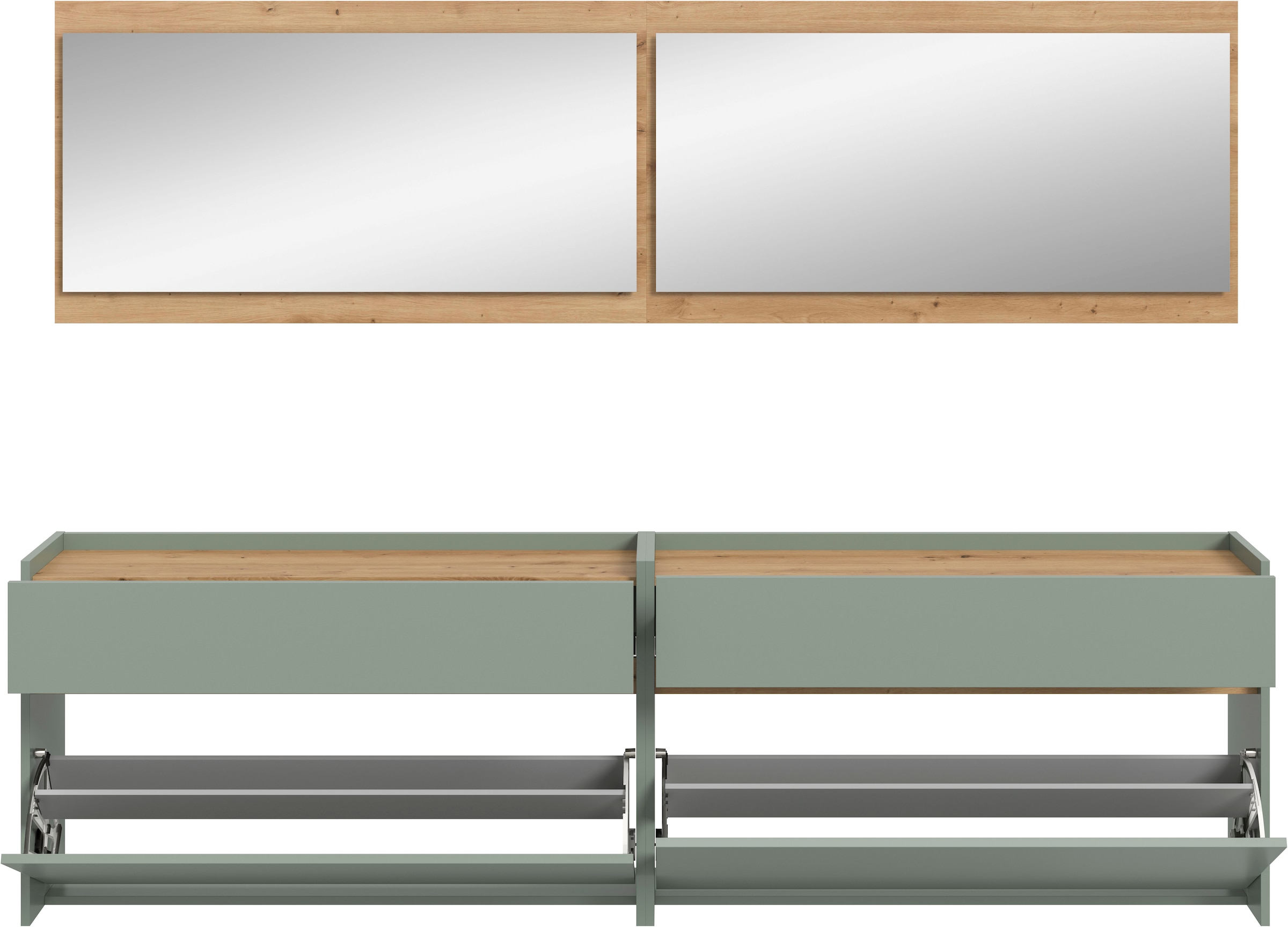 Home affaire Ensemble de vestiaires »EVRID, 4-teilig, Breite 220 cm, individuell hängbar & erweiterbar« best. aus: 2x Kommode und 2x Spiegel, 4 cuis tlg.