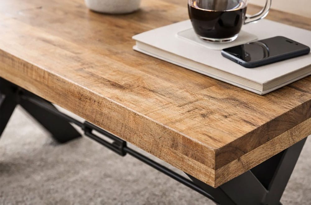 Stolkom Table basse »Dehli Couchtisch B/H/T 110x46x60 cm« 1 cuis tlg. Oberfläche uneben, Traverse