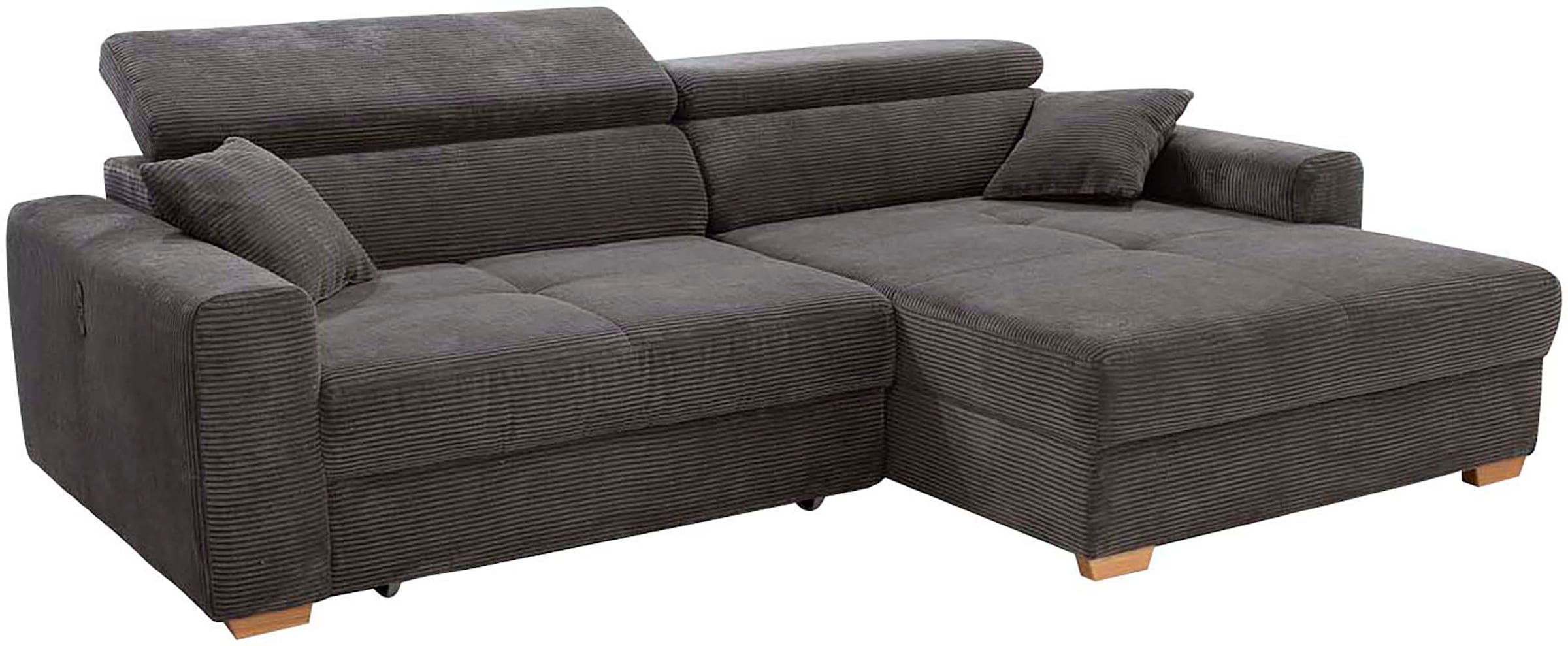 Jockenhöfer Gruppe Ecksofa »Slider L-Form, B: 277 cm Couch, 60cm elektrische Sitztiefenverstellung« 140kg Belastbarkeit, USB-Anschluss, Kopfteilverstellung & Zierkissen