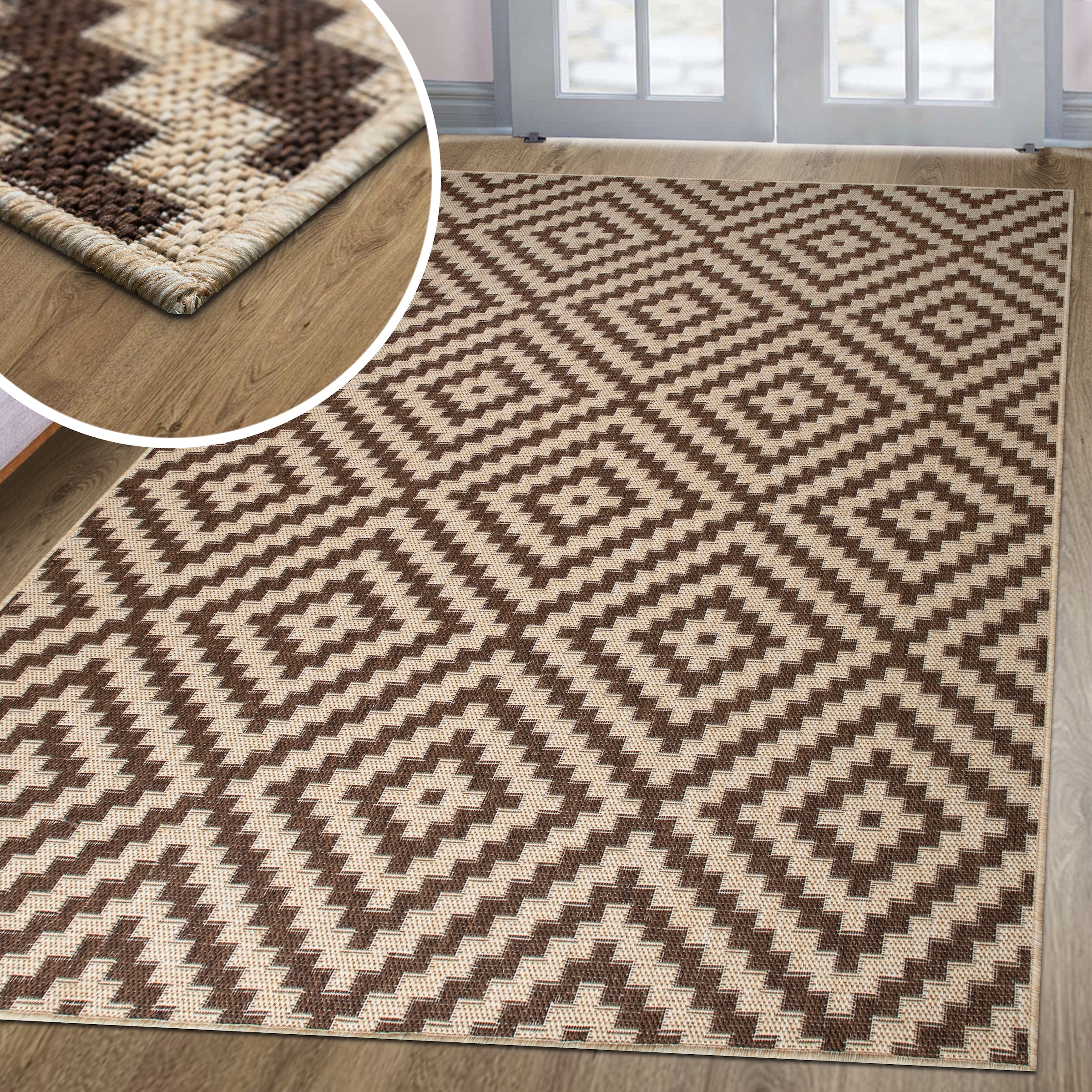 my home Teppich »Cordoba auch als Läufer erhältlich« rechteckig 3 mm Höhe In- und Outdoor geeignet, Sisal-Optik, Wetterfest & UV-beständig, Boho