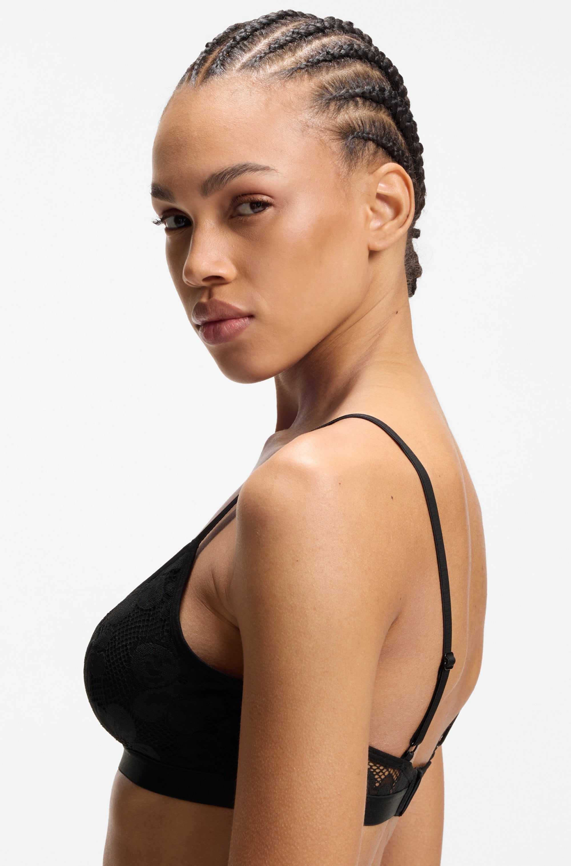 HUGO Underwear Soutien-gorge triangle aus geblümter Spitze mit herausnehmbarer Wattierung